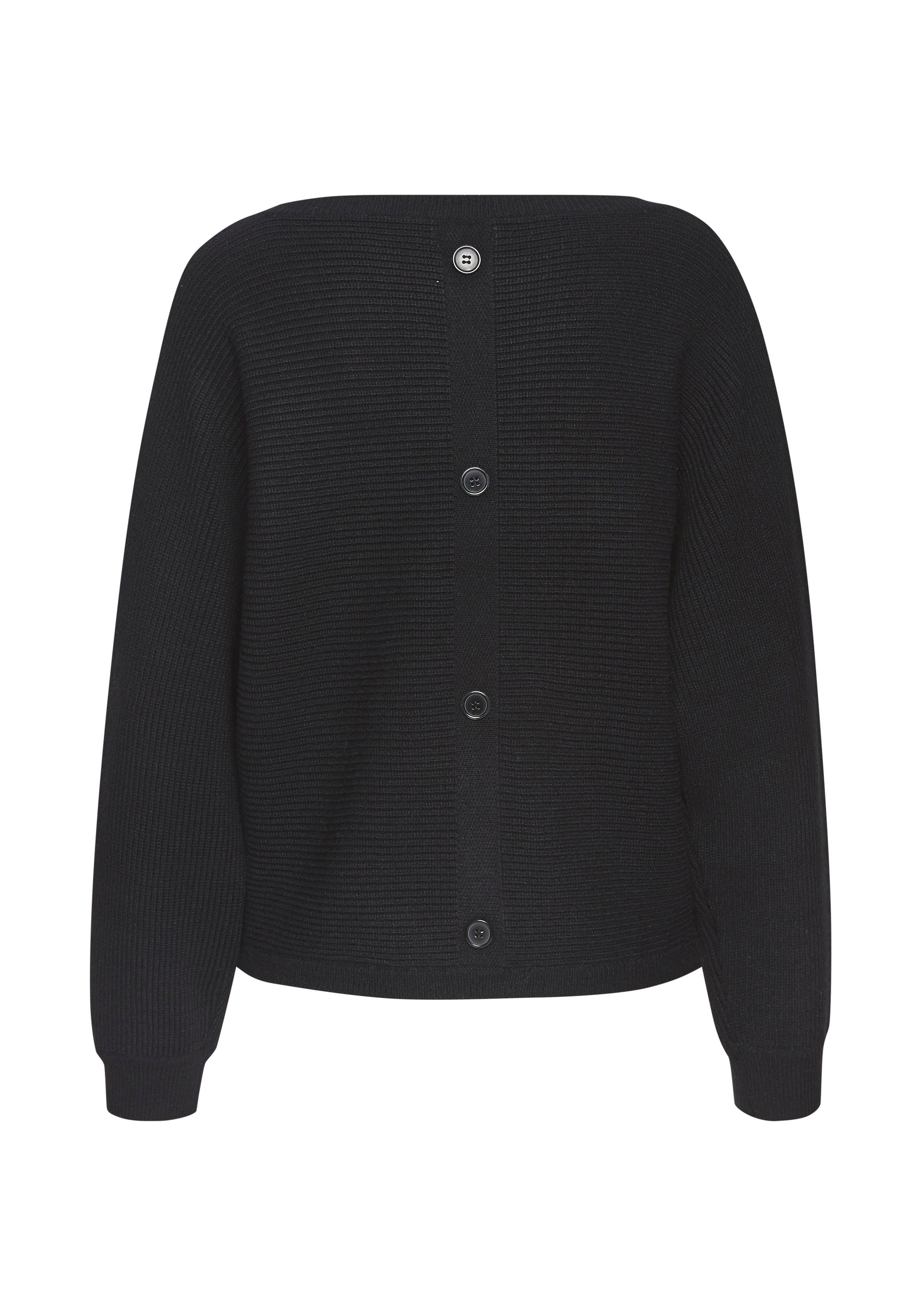 LASCANA Rundhalspullover aus Rippstrick mit Zierknöpfen am Rücken lässiger Fledermauspullover, lockerer Strickpullover, Oversize – Bild 4 von 5
