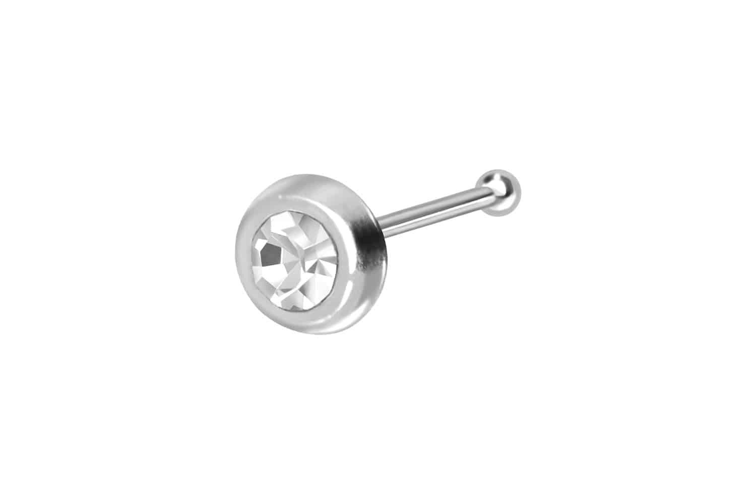 PIERCINGLINE Nasenpiercing 925er Silber Nasenstecker Pin RUNDER KRISTALL (Nasenstecker, 1-tlg)