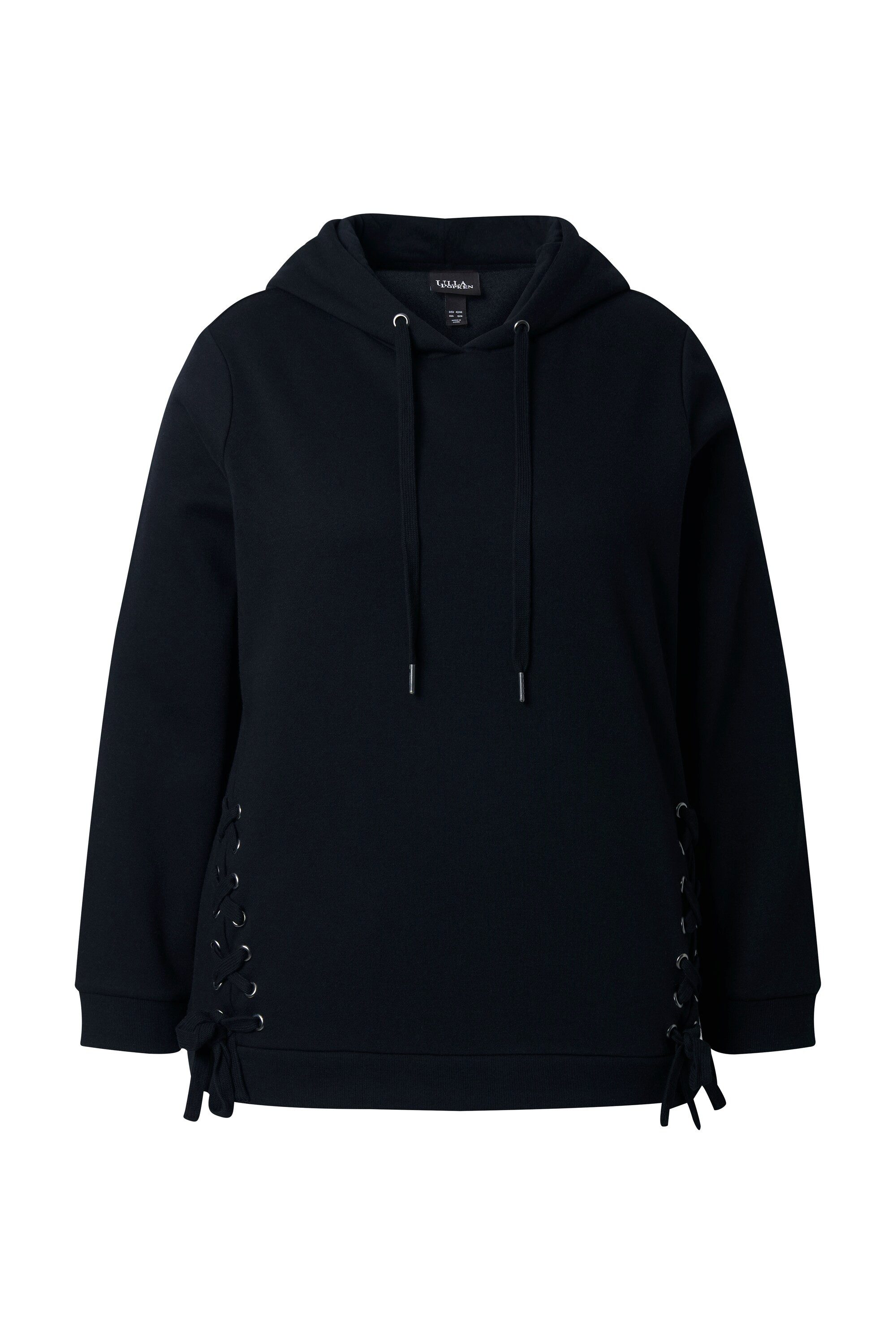 Ulla Popken Sweatshirt Hoodie Zierschnürung Kapuze Langarm günstig online kaufen