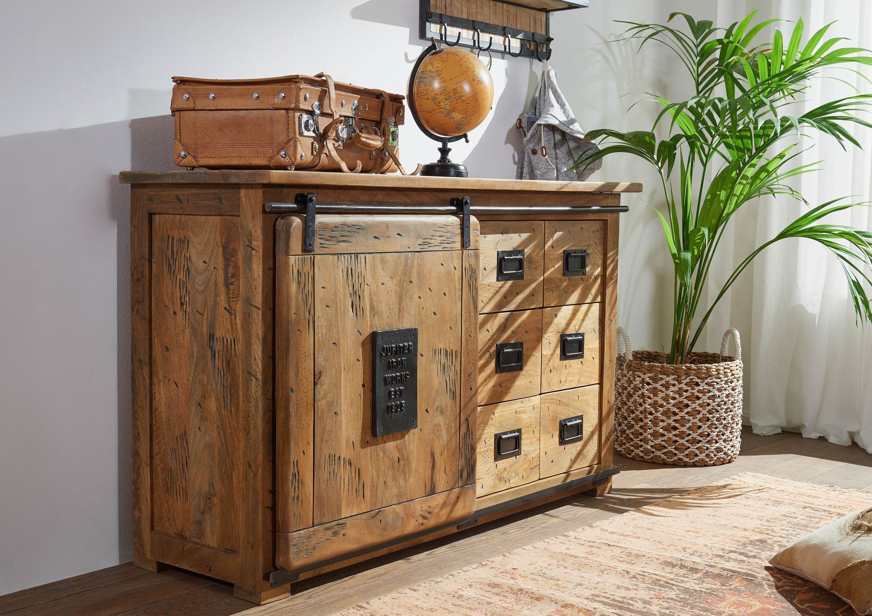Massivmoebel24 Sideboard RAILWAY (Massivholz), Sideboard Mango 140x45x85 na günstig online kaufen