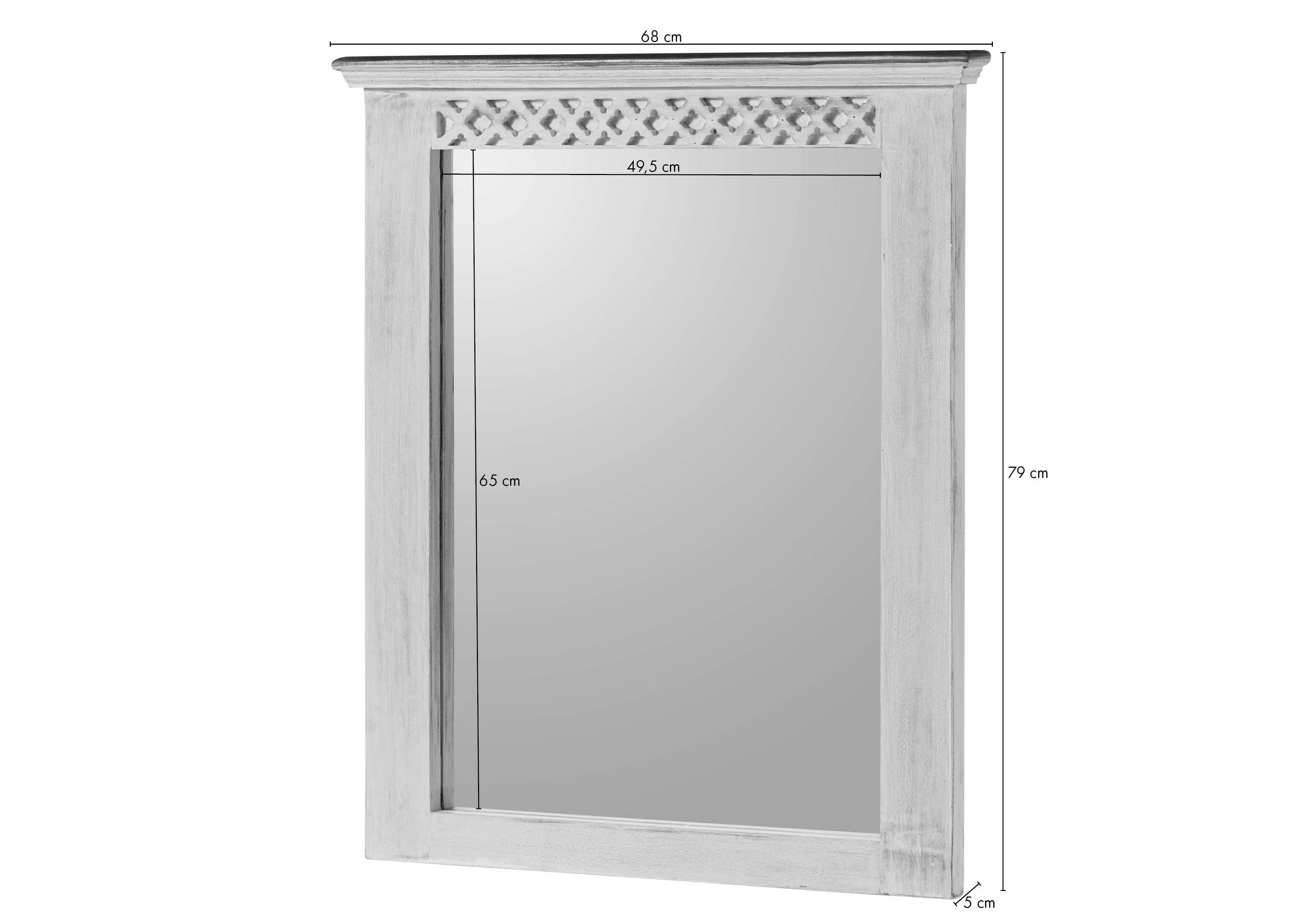 Massivmoebel24 Spiegel (1-St., Mango / Akazie 68x5x79 weiß gewachst CASTLE-ANTIK #114), Mango / Akazie 68x5x79 weiß gewachst CASTLE-ANTIK #114