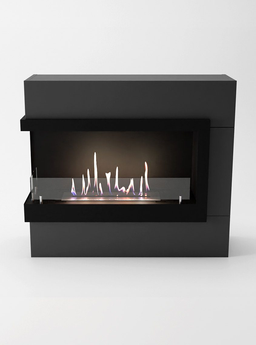 GLOW FIRE Echtfeuer-Dekokamin Halden Mini links Ethanol Kamin, Bioethanol Kamin mit 3h Brenndauer, Heizleistung bis 2 kw