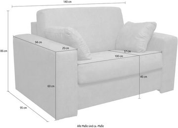Home affaire Sessel Roma Matratzenhöhe 140cm, Dauerschlaffunktion, mit Unterfederung, Liegemaße ca 83x198 cm