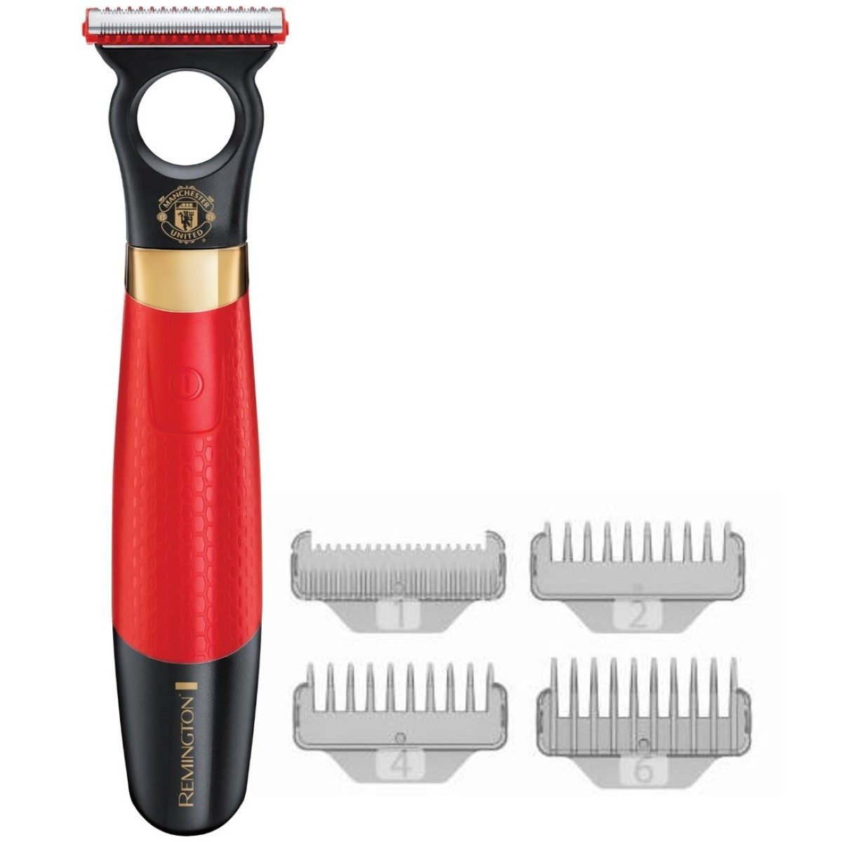 Remington Gesichtshaarrasierer Bart-Schneider Groomer Bart-Rasierer Trimmer, Aufsätze: 4, Bartschneider mit Kammaufsätzen, Manchester United Akku Bart-Trimmer 4 Aufsätze Haar-Schneider
