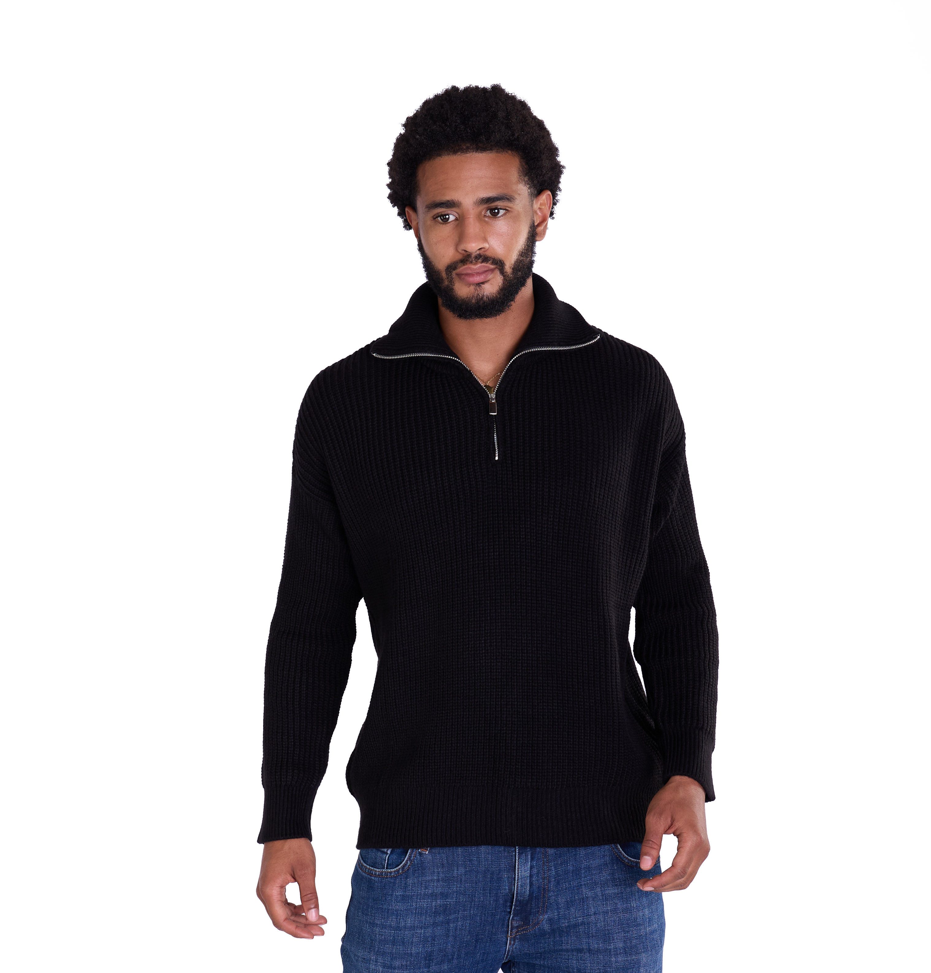 Denim Distriqt Strickpullover lässiger Herren Troyer in Slim Fit günstig online kaufen