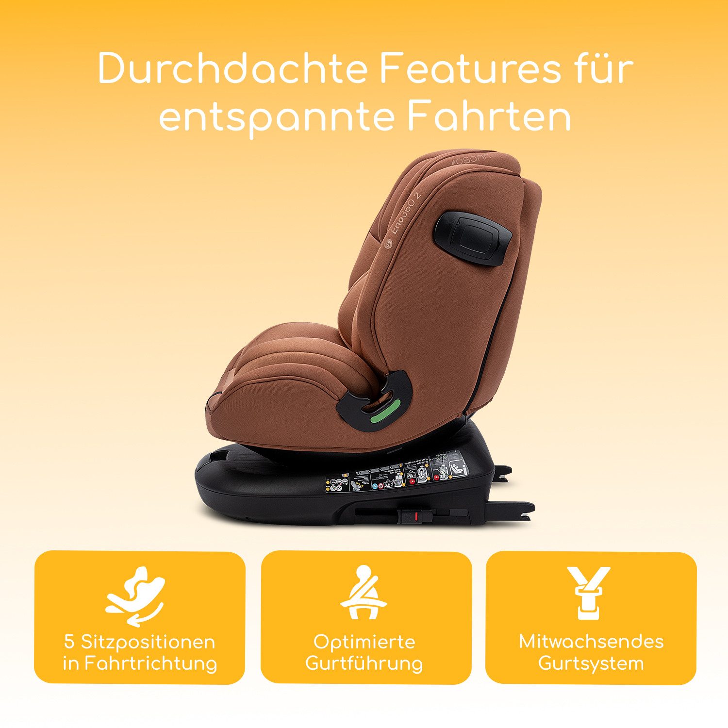 Osann Autokindersitz Eno360, ab: Geburt, bis: 12 Jahre, ab: 40 cm, bis: 150 cm, sicherer 360°Kindersitz: reboard bis 4 Jahre, verwendbar von 40-150 cm