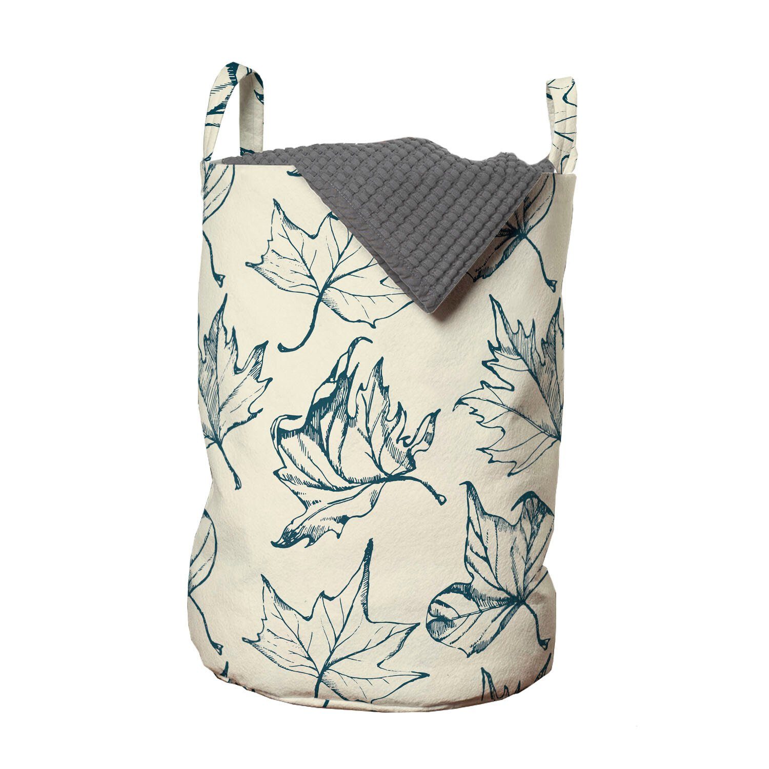 Abakuhaus Wäschesäckchen Wäschekorb mit Griffen Kordelzugverschluss für Waschsalons, Skizzieren Hand gezeichnet Botanik Motive