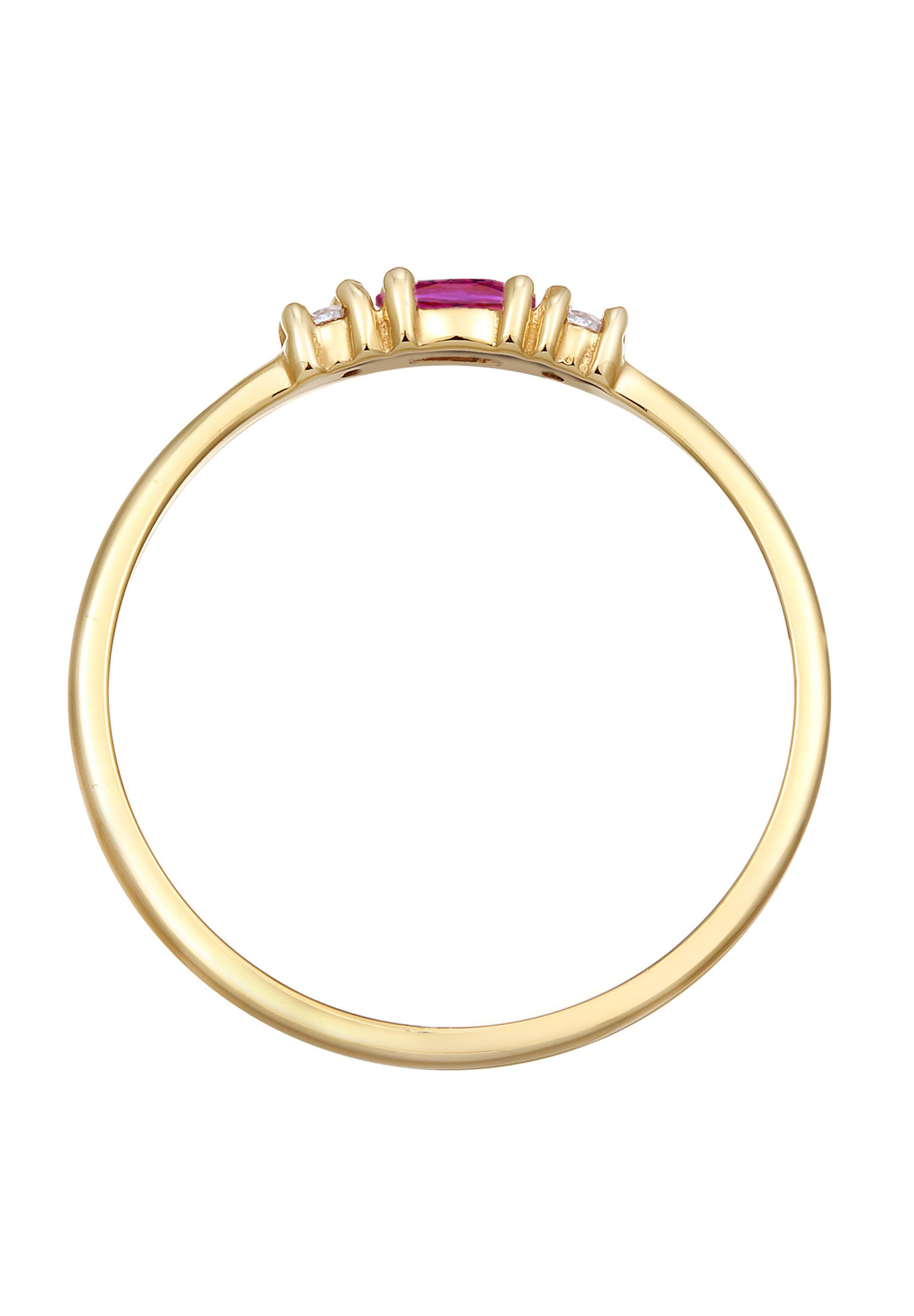 Elli Premium Fingerring Vintage Zirkonia Marquise synth. Saphir 375 Gelbgold