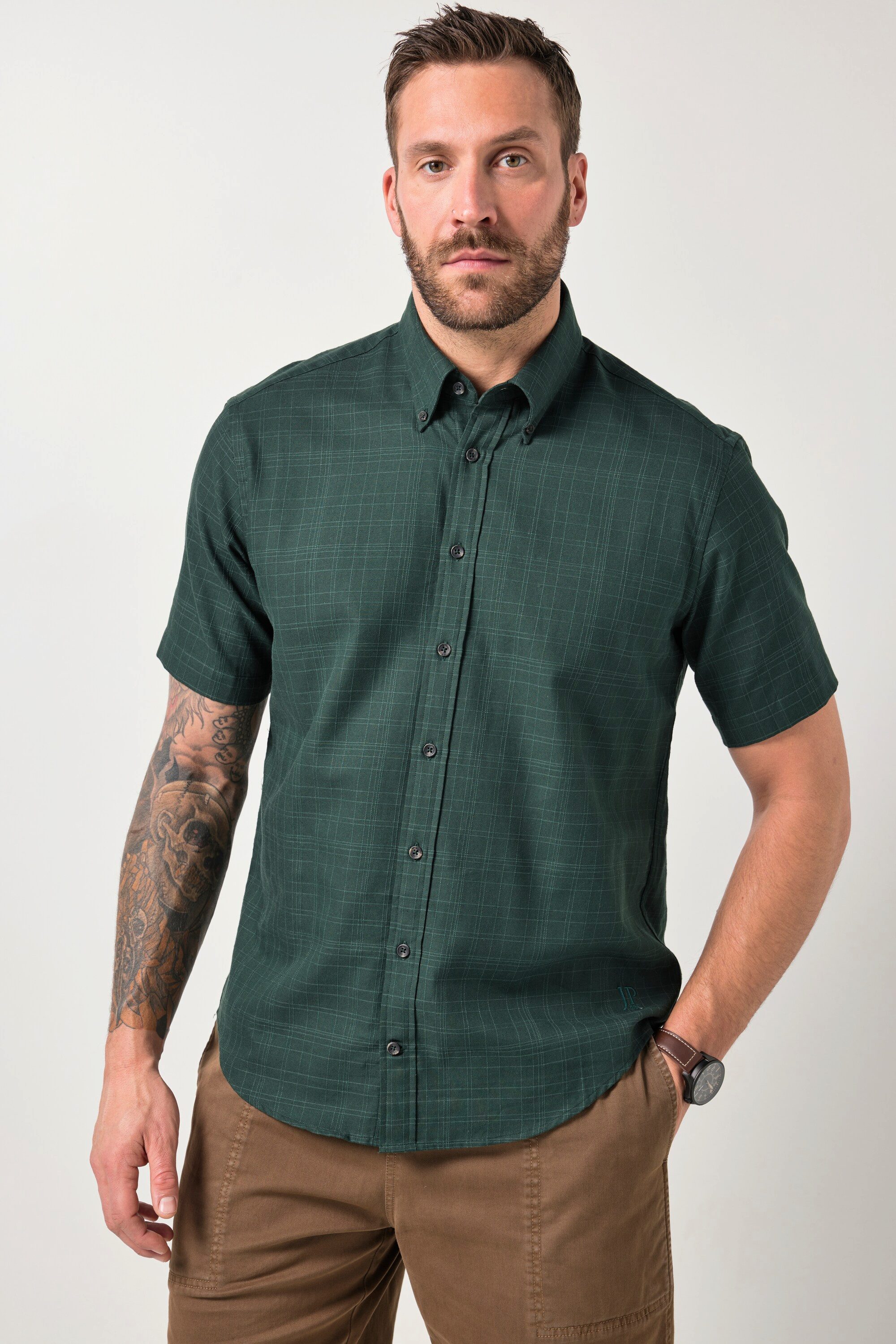 JP1880 Kurzarmhemd Karohemd Halbarm Buttondown-Kragen Modern Fit