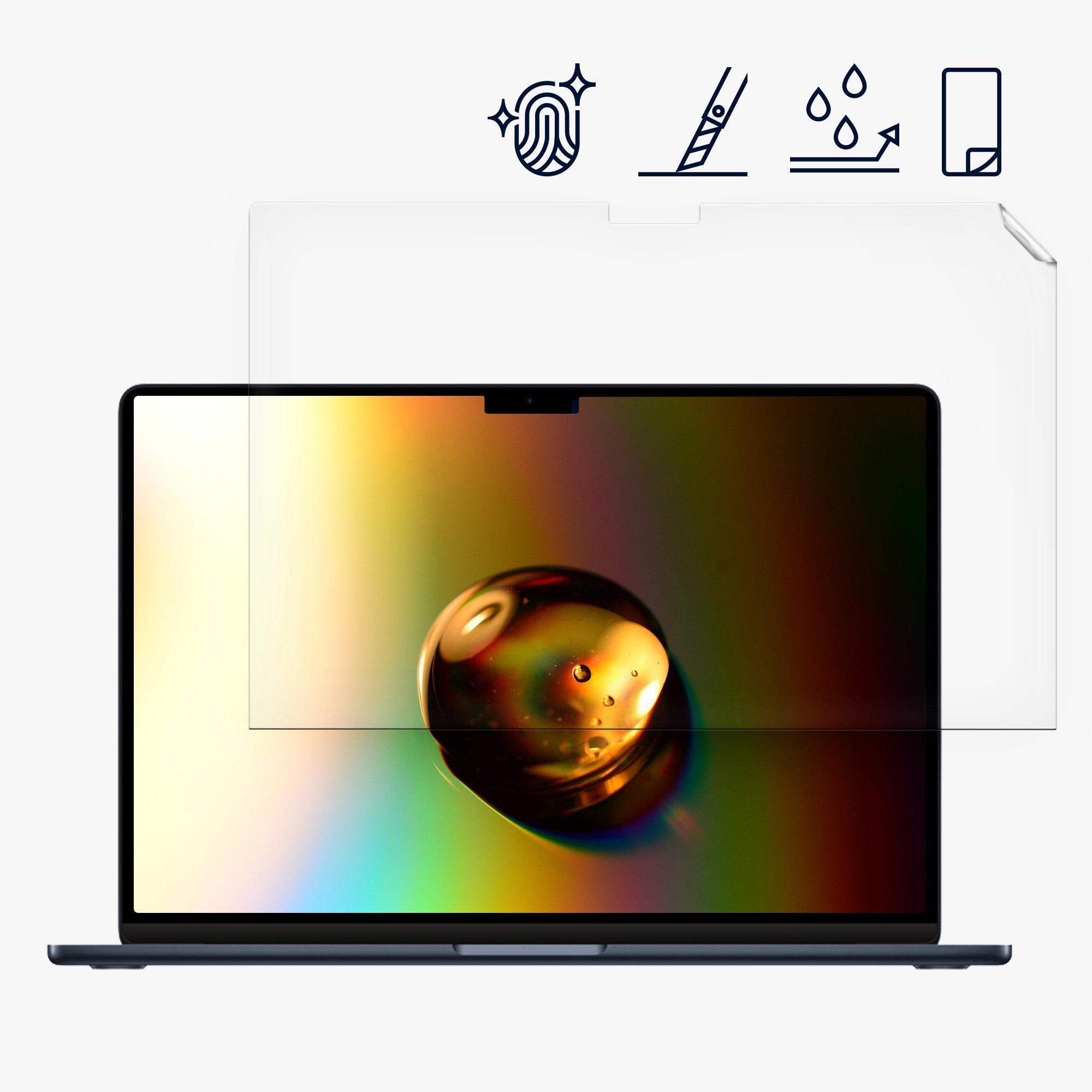 kwmobile Displayschutzfolie Folie matt für Apple Macbook Air 15 2023 M2 (A2941), 1 Stück, Laptop Schutzfolie Displayschutz Anti-Fingerabdruck entspiegelt