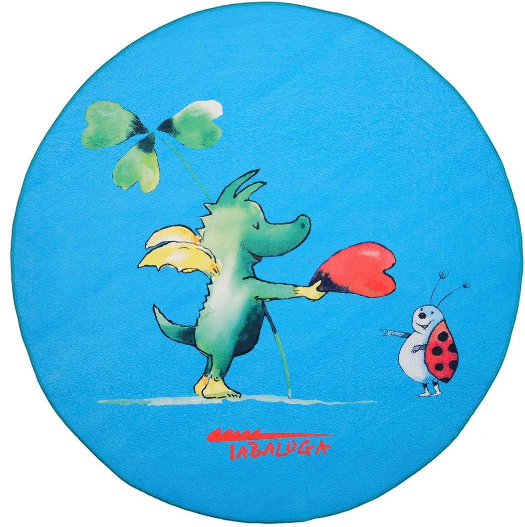 Kinderteppich Drache Tabaluga Glück, hellblau, TABALUGA, rund, Höhe: 4 mm,  bedruckt, waschbar, Kinderzimmer