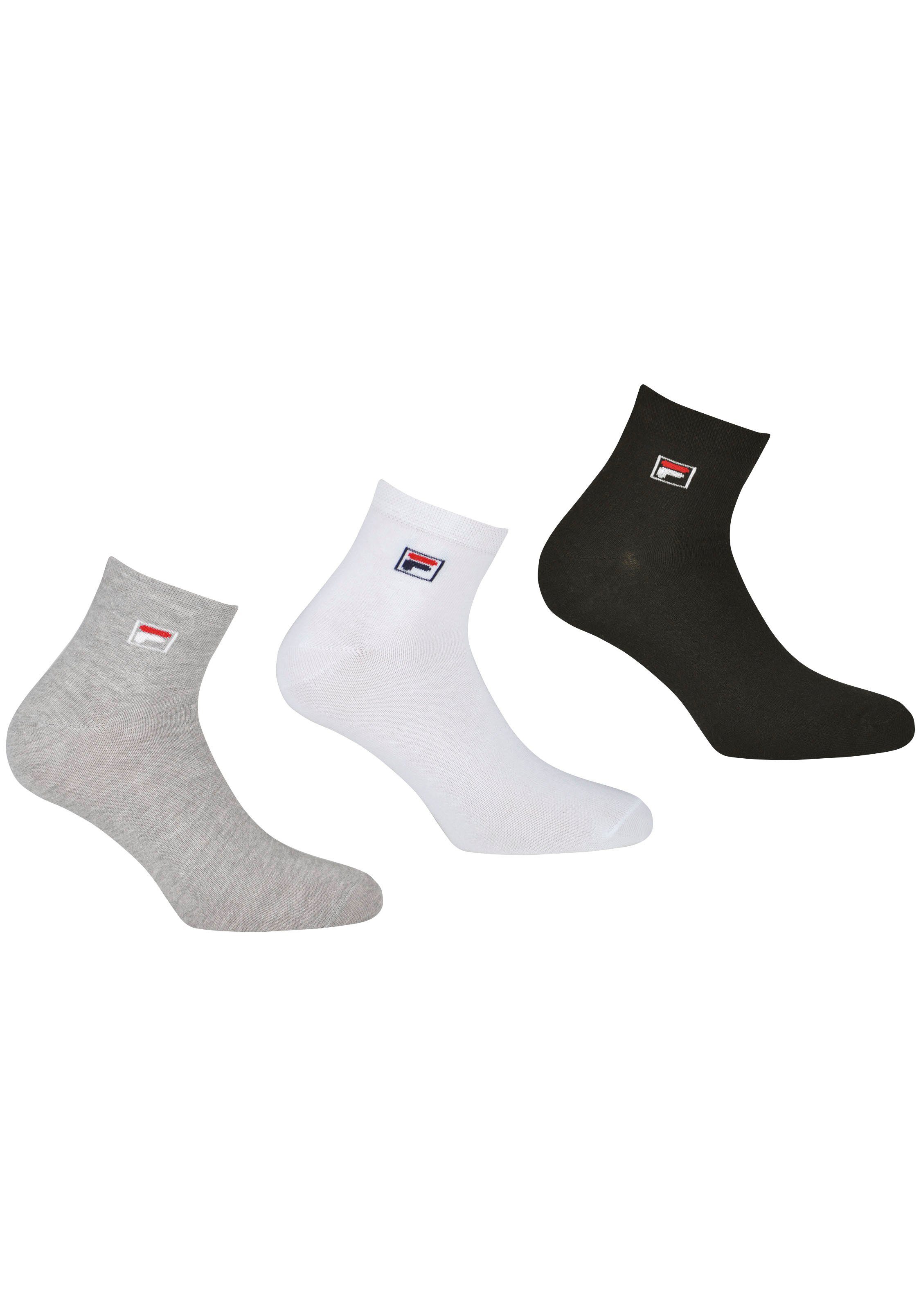 Fila Kurzsocken UNISEX QUARTER PLAIN SOCKS (3-Paar) mit eingestrickem Logo günstig online kaufen