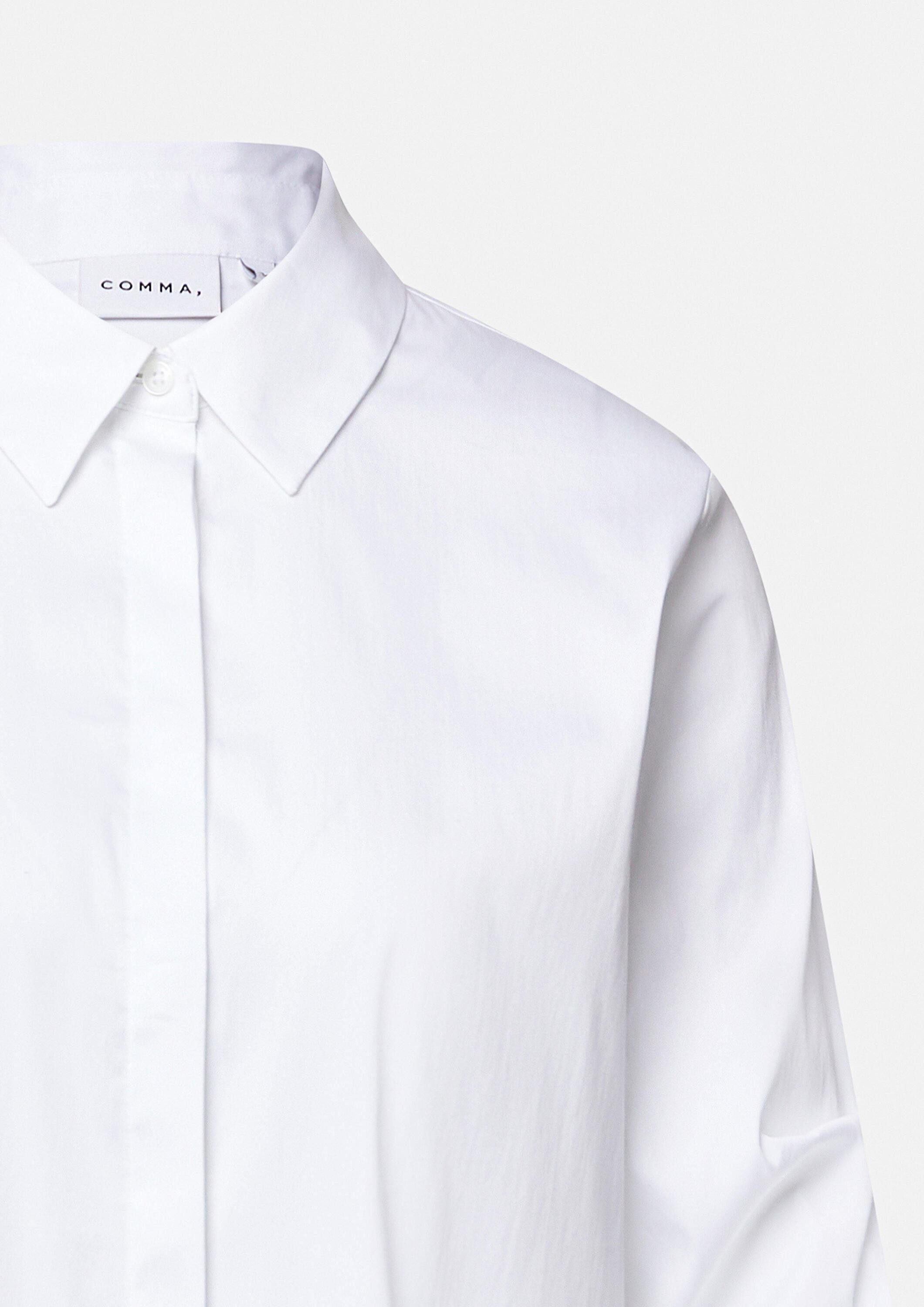 comma Kurzarmbluse Bluse Elegante Baumwollmix-Bluse mit Faltendetail am Ärmel