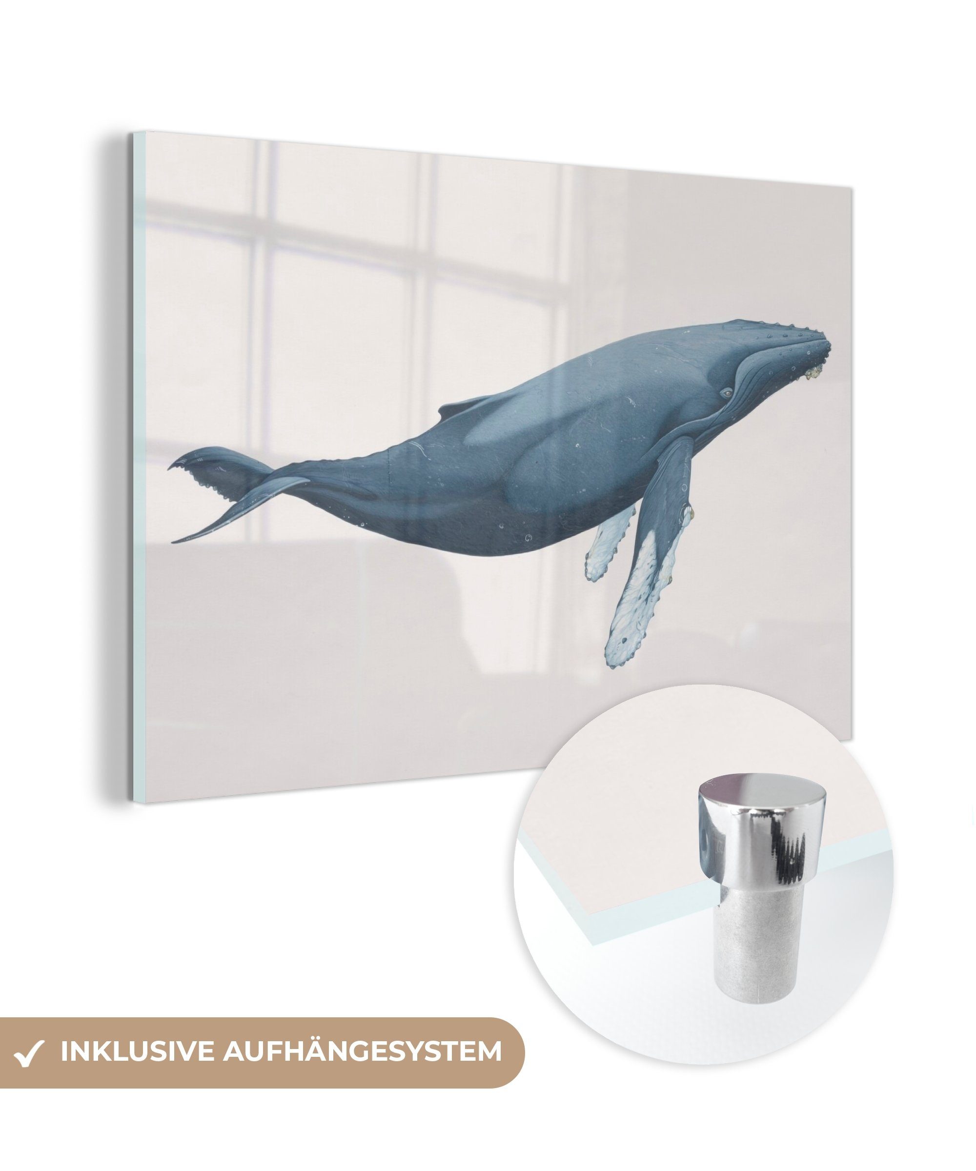 MuchoWow Acrylglasbild Detaillierte Illustration eines Wals, (1 St), Acrylglasbilder Wohnzimmer & Schlafzimmer