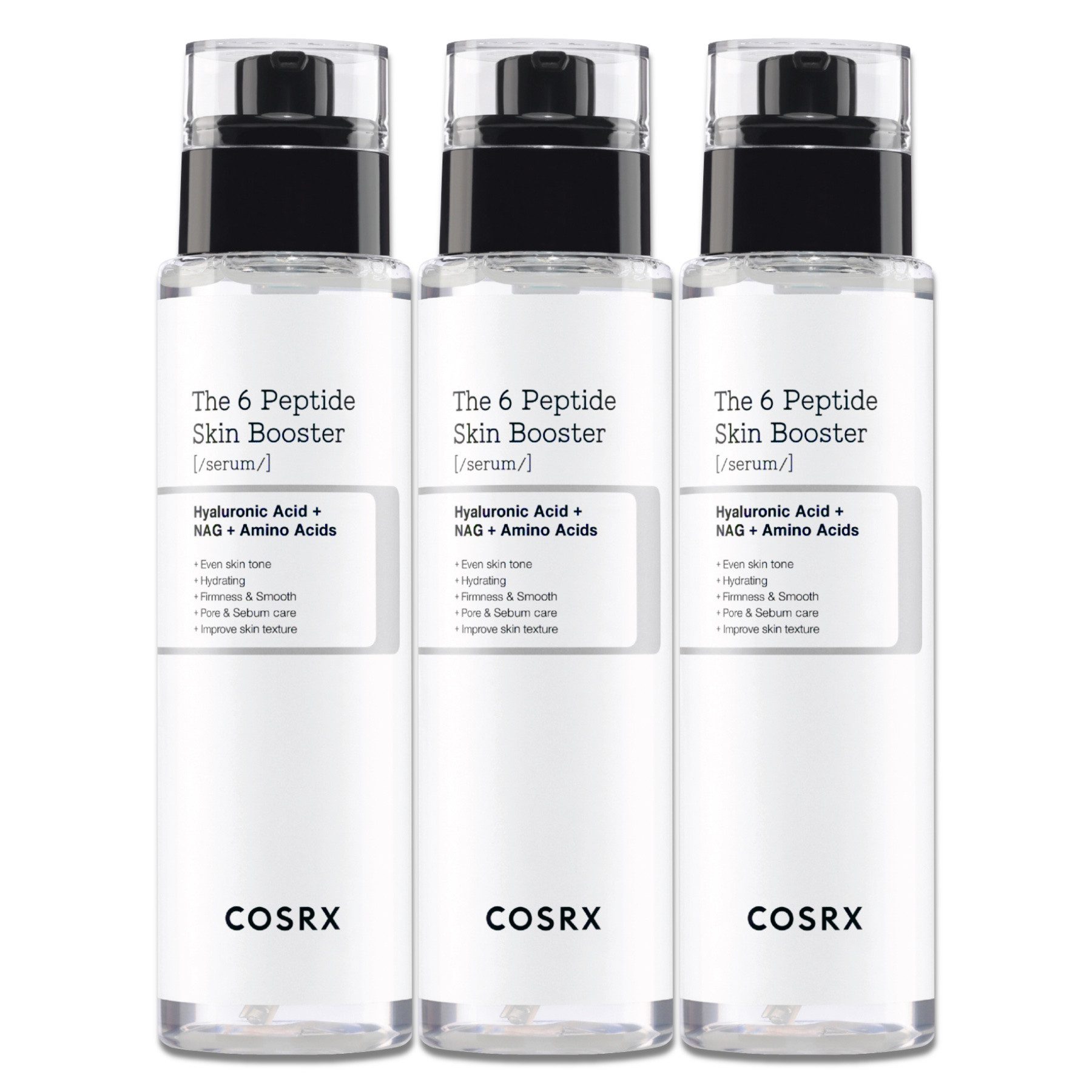 Cosrx Gesichtsserum Collagen Serum mit Hyaluronsäure COSRX The 6 Peptide Skin Booster, 3-tlg., Anti-Aging, Tiefenpflege, Spendet Feuchtigkeit