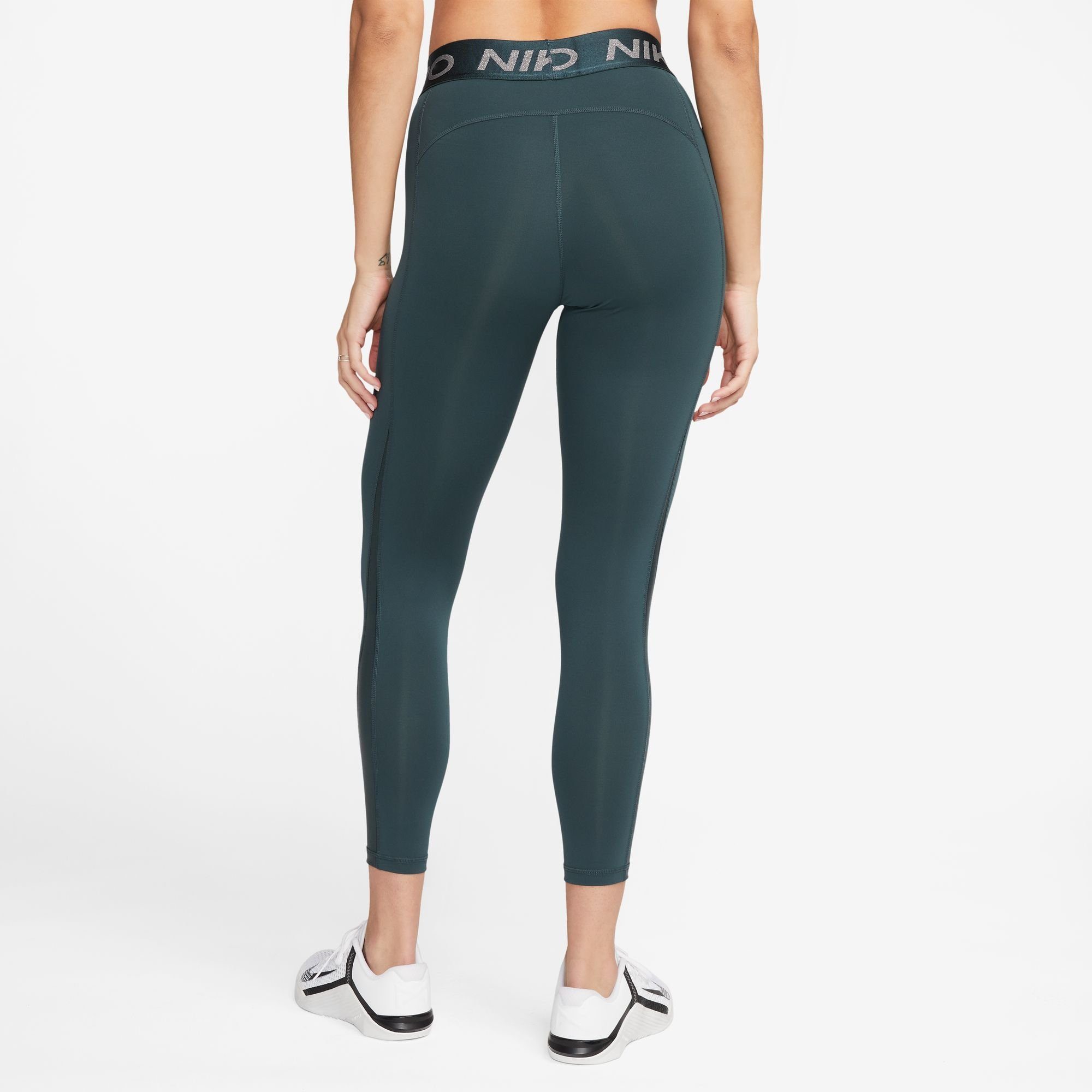 DEEP JUNGLE/METALLIC PRO / WOMEN'S MID-RISE SILVER Trainingstights LEGGINGS Nike