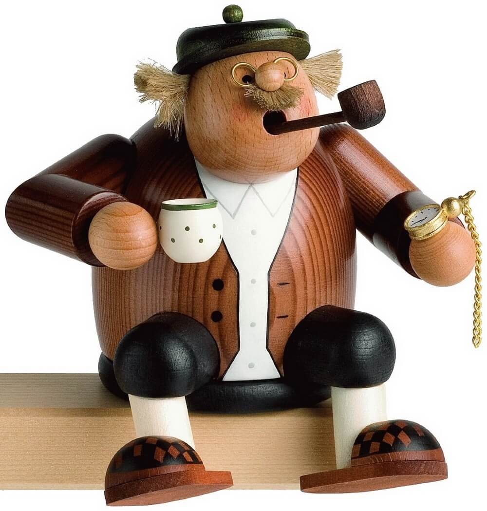 KWO Kunstgewerbe Werkstätten Räuchermännchen Räuchermännchen Kantenhocker Opa, 14 cm von KWO, Räuchermännchen, Kantenhocker, Opa