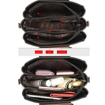 SHG Handtasche ⌂ Damen Tasche Schultertasche Umhängetasche Crossover Bag Handtasche (Schwarz), Freizeit Reise Sport Arbeit Schule Uni