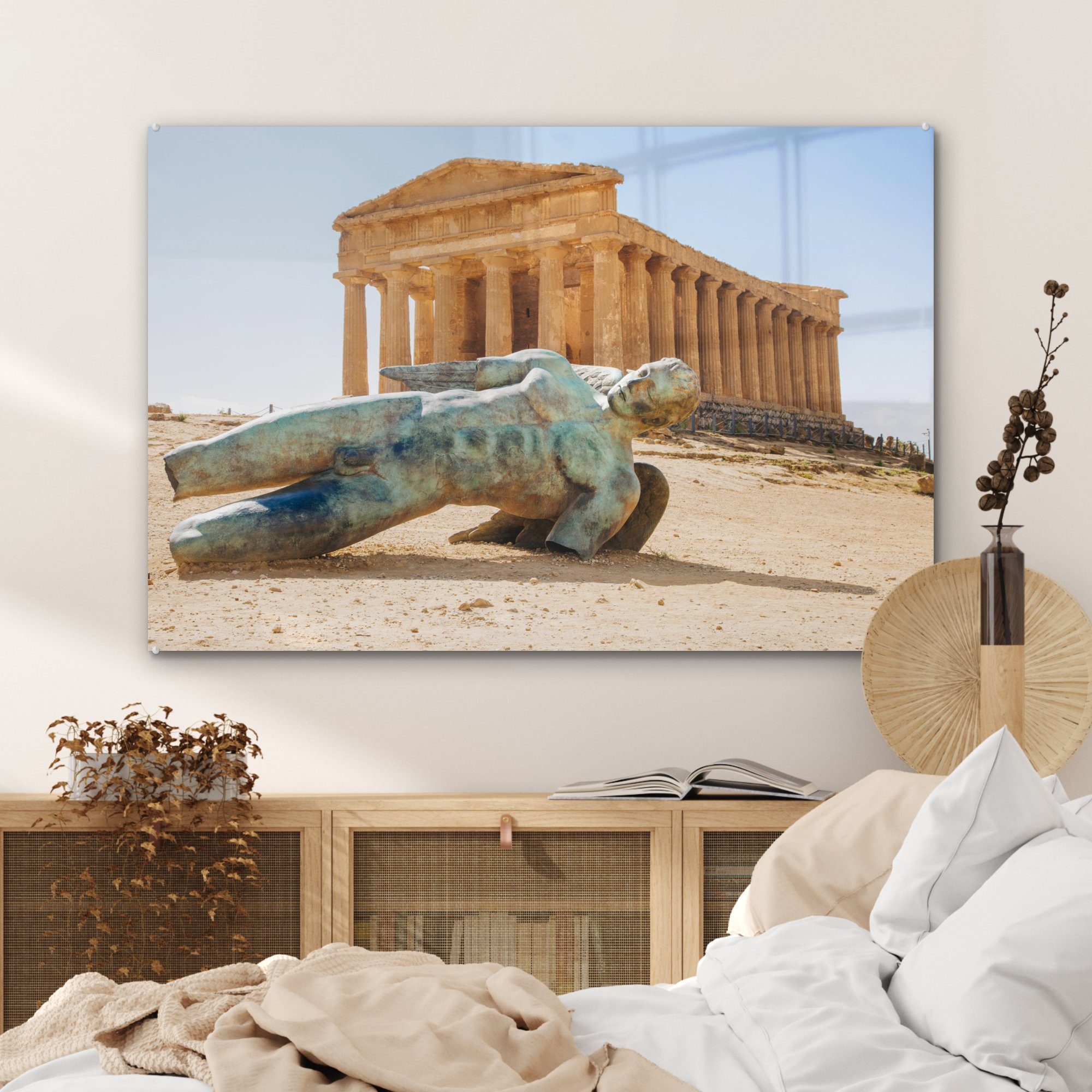 Schlafzimmer (1 & Agrigento, Concordia Acrylglasbild Tempel in Wohnzimmer Statue der St), dem MuchoWow Sizilien, vor Acrylglasbilder