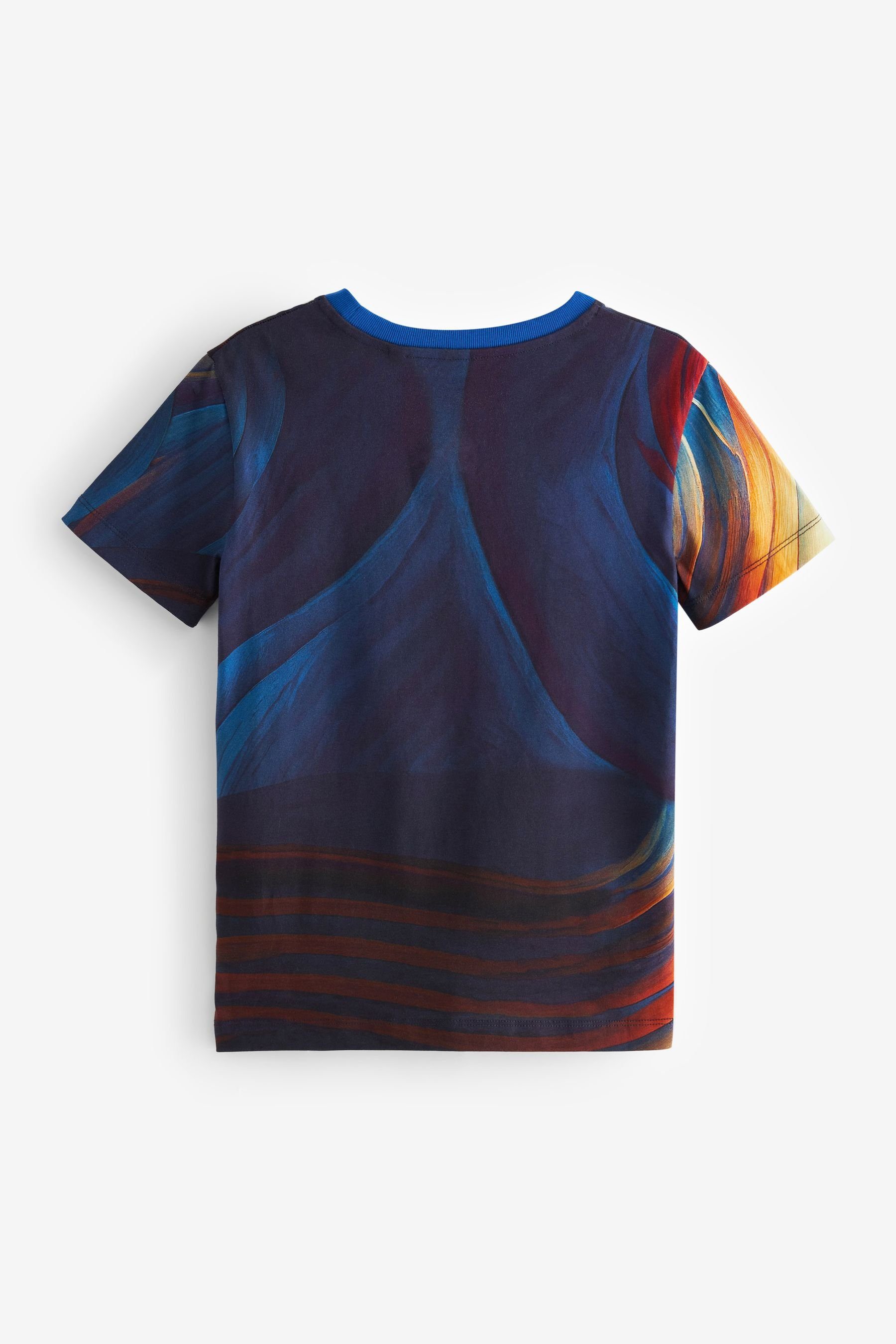 durchgehendem Spirals (1-tlg) Kurzärmeliges Print Blue T-Shirt T-Shirt Next Navy mit
