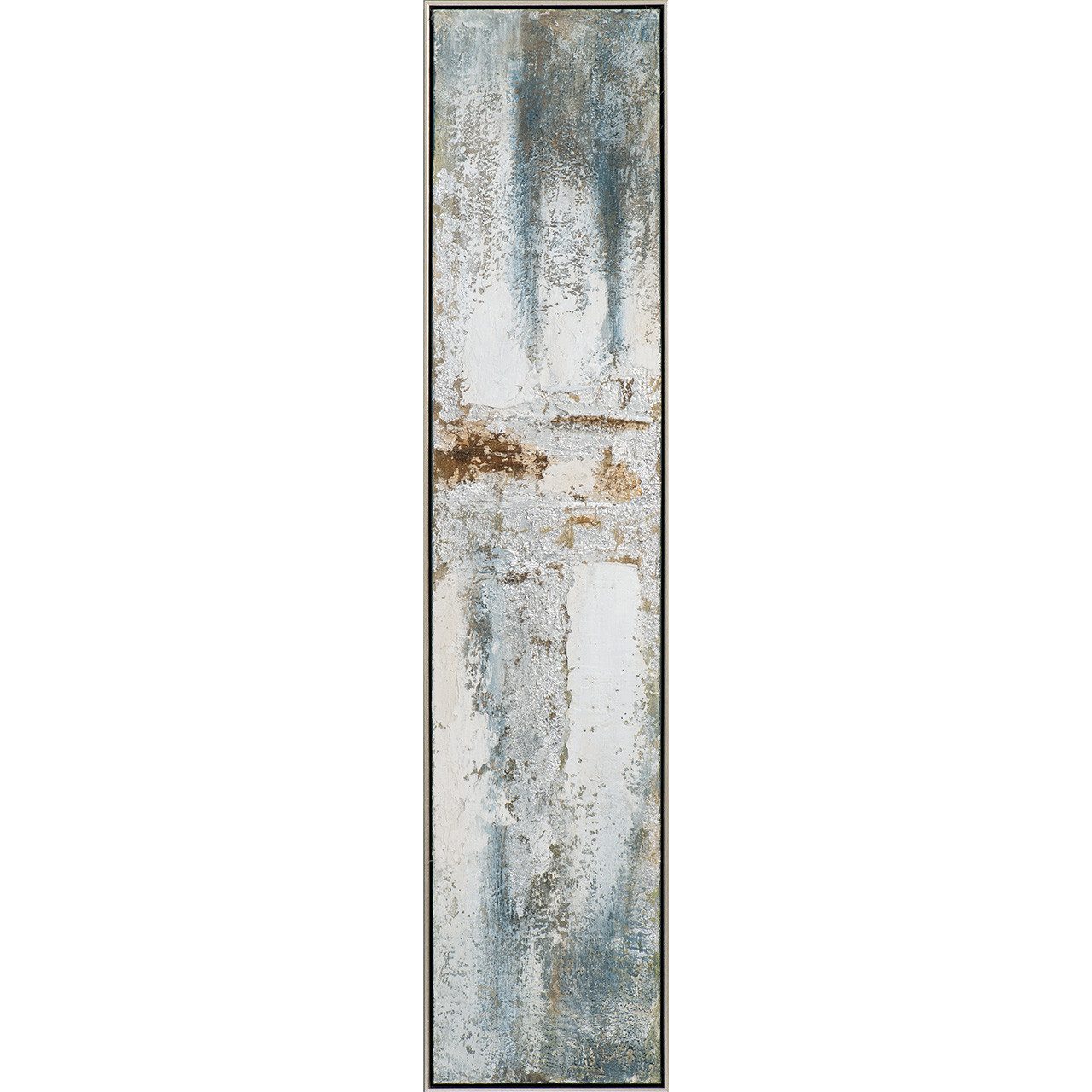 ArtUniverse Gemälde Schlanke Textur Komposition Silbernes Leuchten 29 x 129 cm, Abstrakt