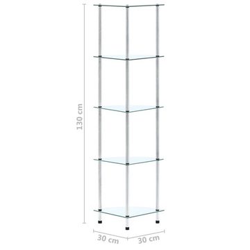 vidaXL Regal Regal mit 5 Ablagen Transparent 30x30x130 cm Hartglas