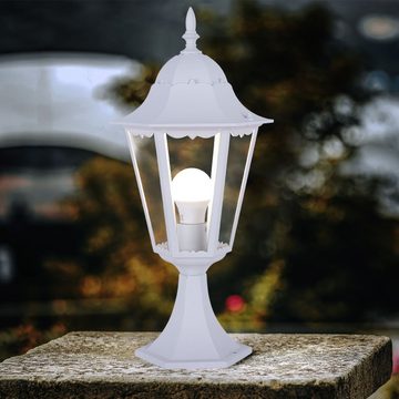 etc-shop LED Außen-Stehlampe, Leuchtmittel inklusive, Warmweiß, Außen Steh Lampe weiß Garten Weg Laterne ALU Balkon Sockel Leuchte im