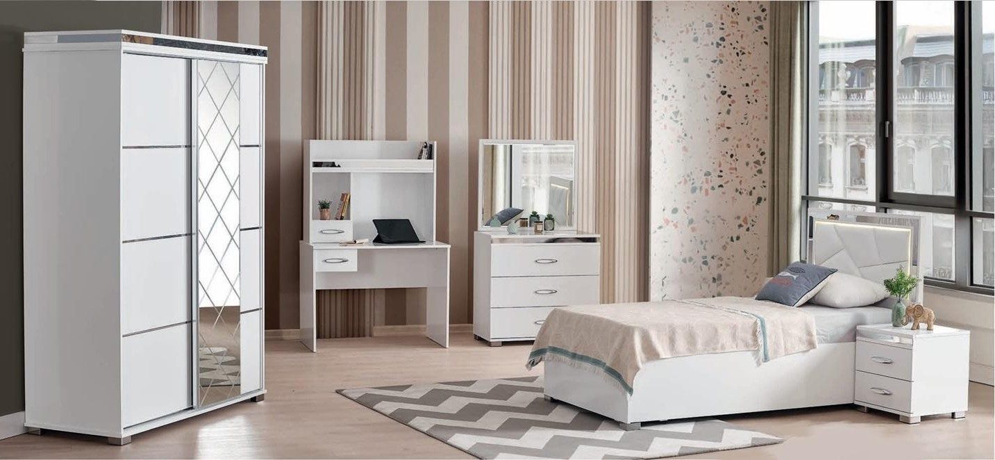 Jugendzimmer-Set Modernes 5-teiliges Jugendzimmer-Set in Weiß mit Stauraum