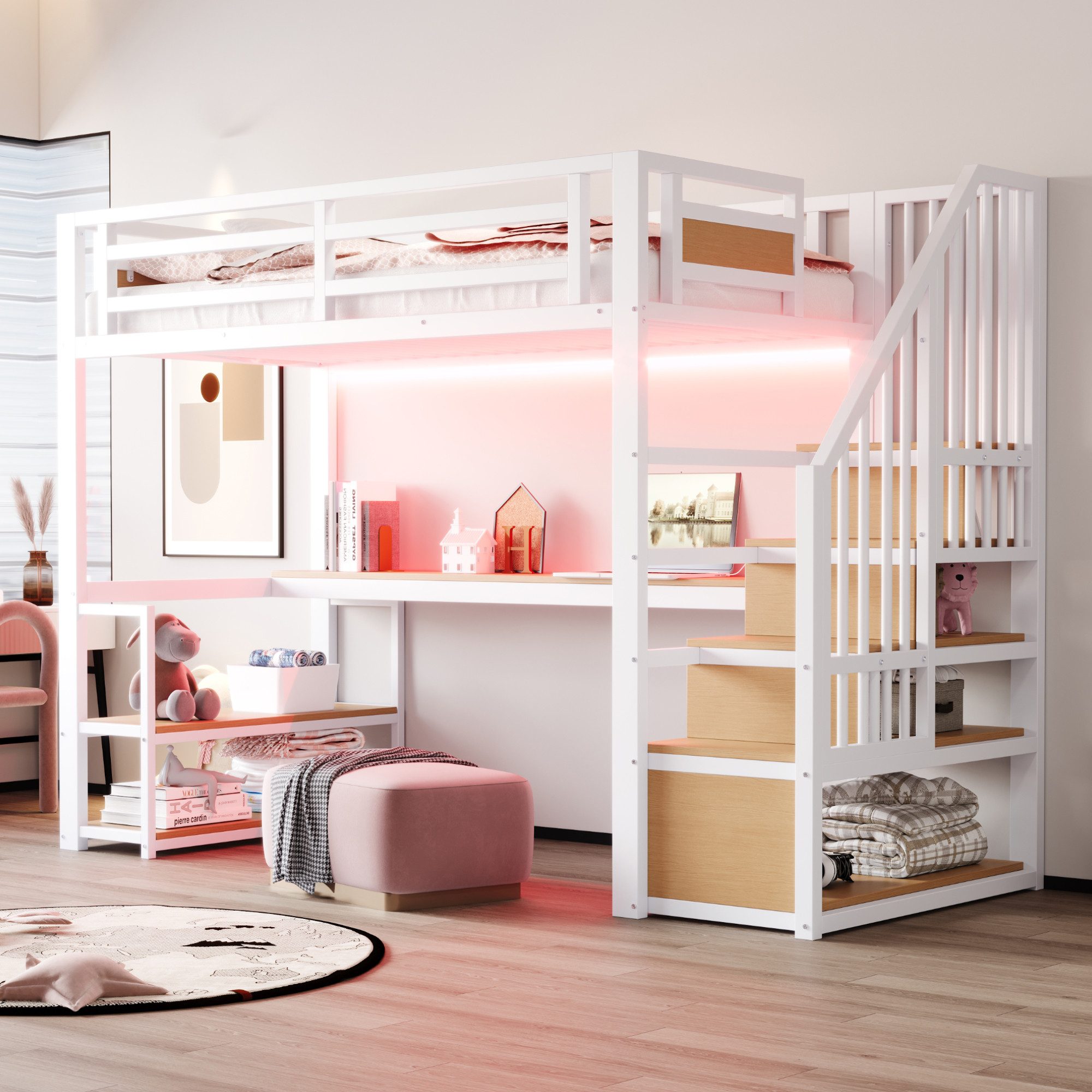 Hochbett 140x200 Jugendbett mit Schreibtisch