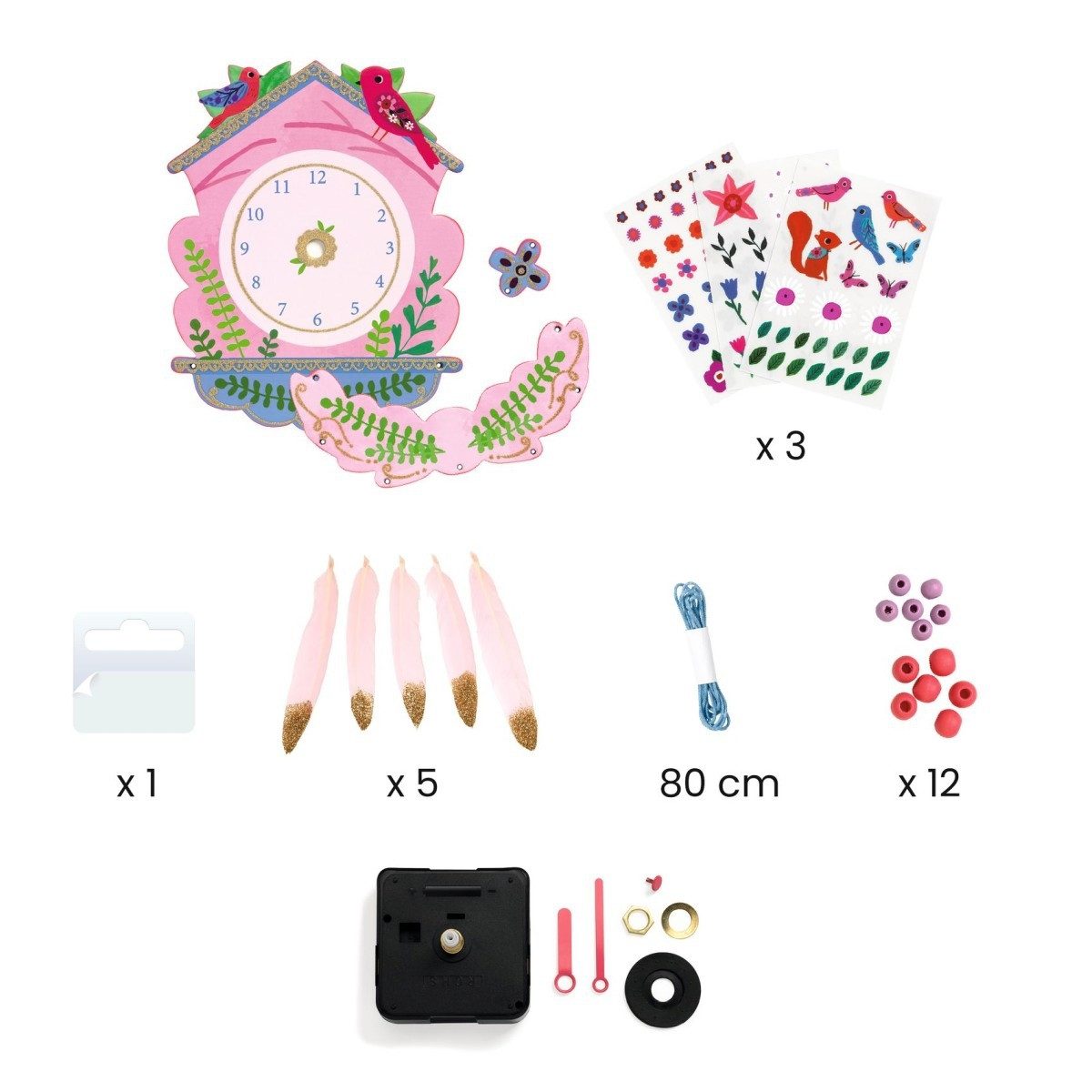 DJECO Kreativset DIY: Wanduhr Kuckuck Bastelset für Kinder