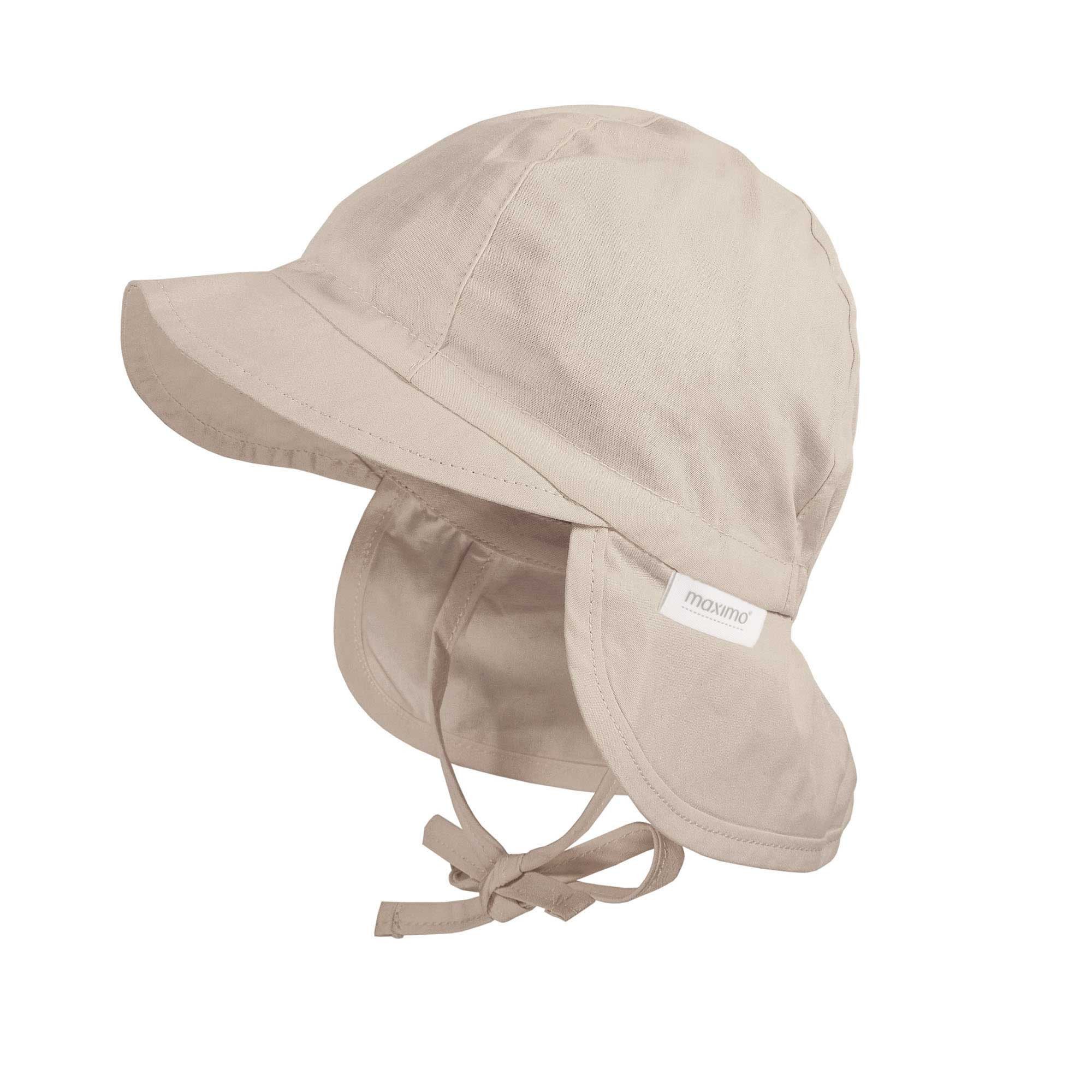 MAXIMO Schirmmütze (1-St) Beige, Popeline, Nackenschutz, Bindeband, Unisex