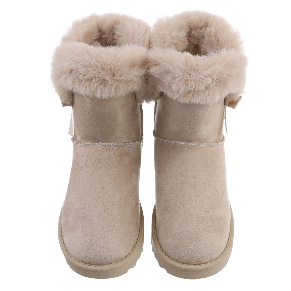 Ital-Design Damen Snowboots Freizeit Snowboots (81440832) Flach Flache Stiefeletten in Beige