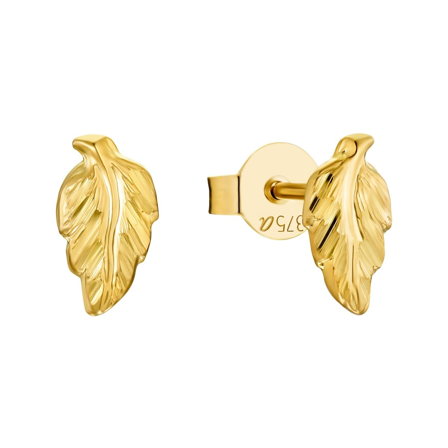 Amor Paar Ohrstecker für Damen, Gold 375, Blatt (Ohrstecker, 2-tlg)