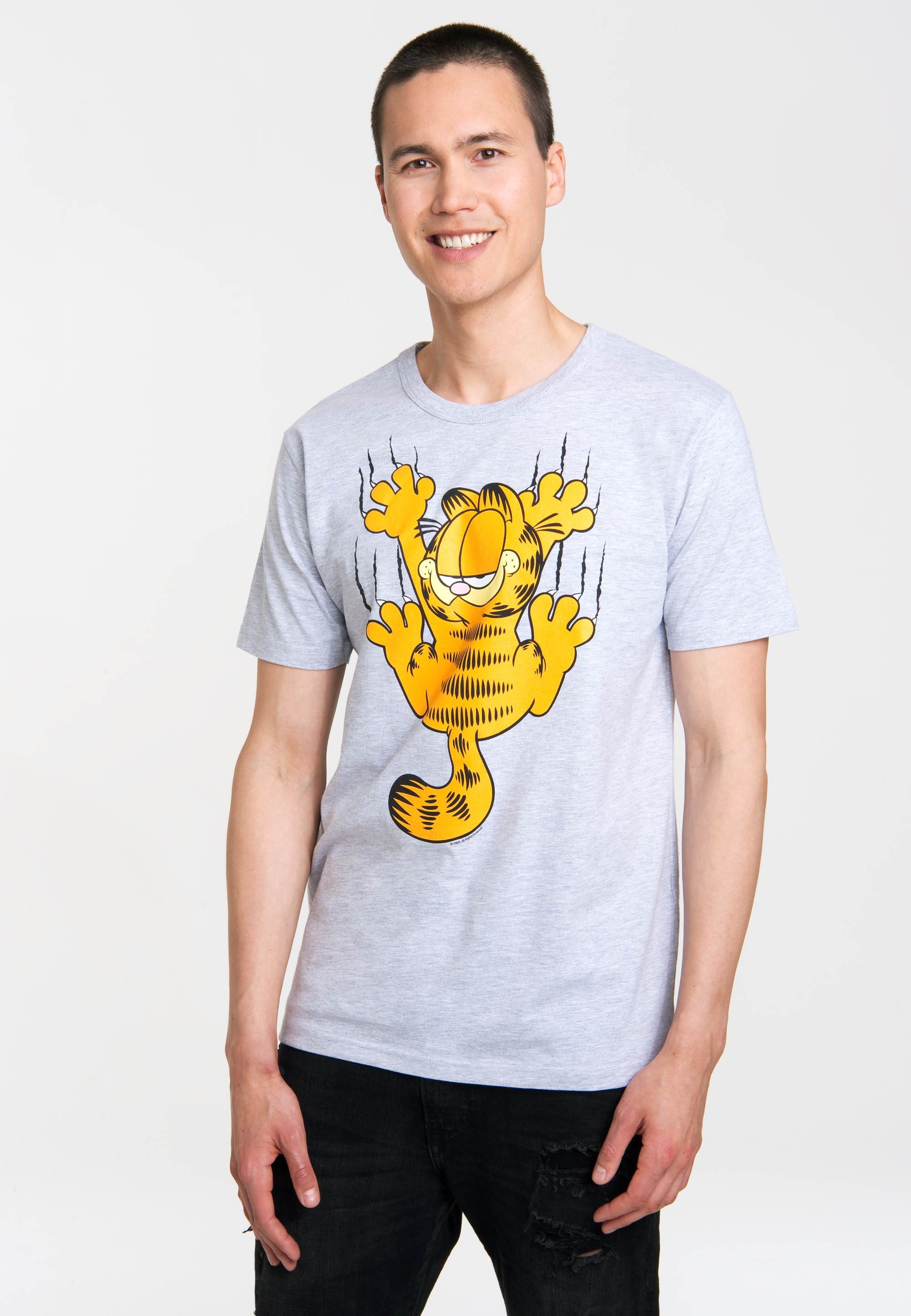 LOGOSHIRT T-Shirt witzigem Frontprint Garfield mit Scratches