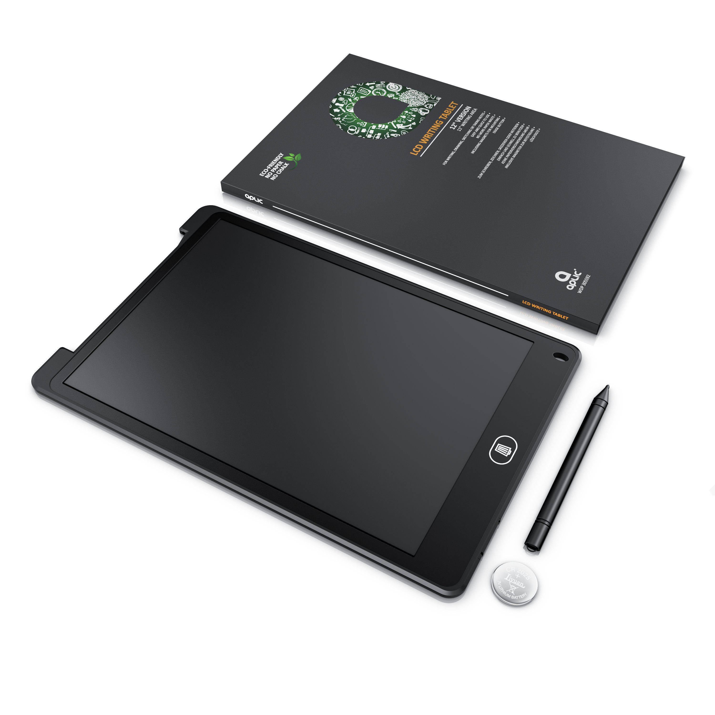 12 Zoll Elektronisches LCD Schreibbrett Digitales Zeichenbrett mit Stift Geschenk für Kinder und Erwachsene Schwarz VAENSONG LCD Writing Tablet