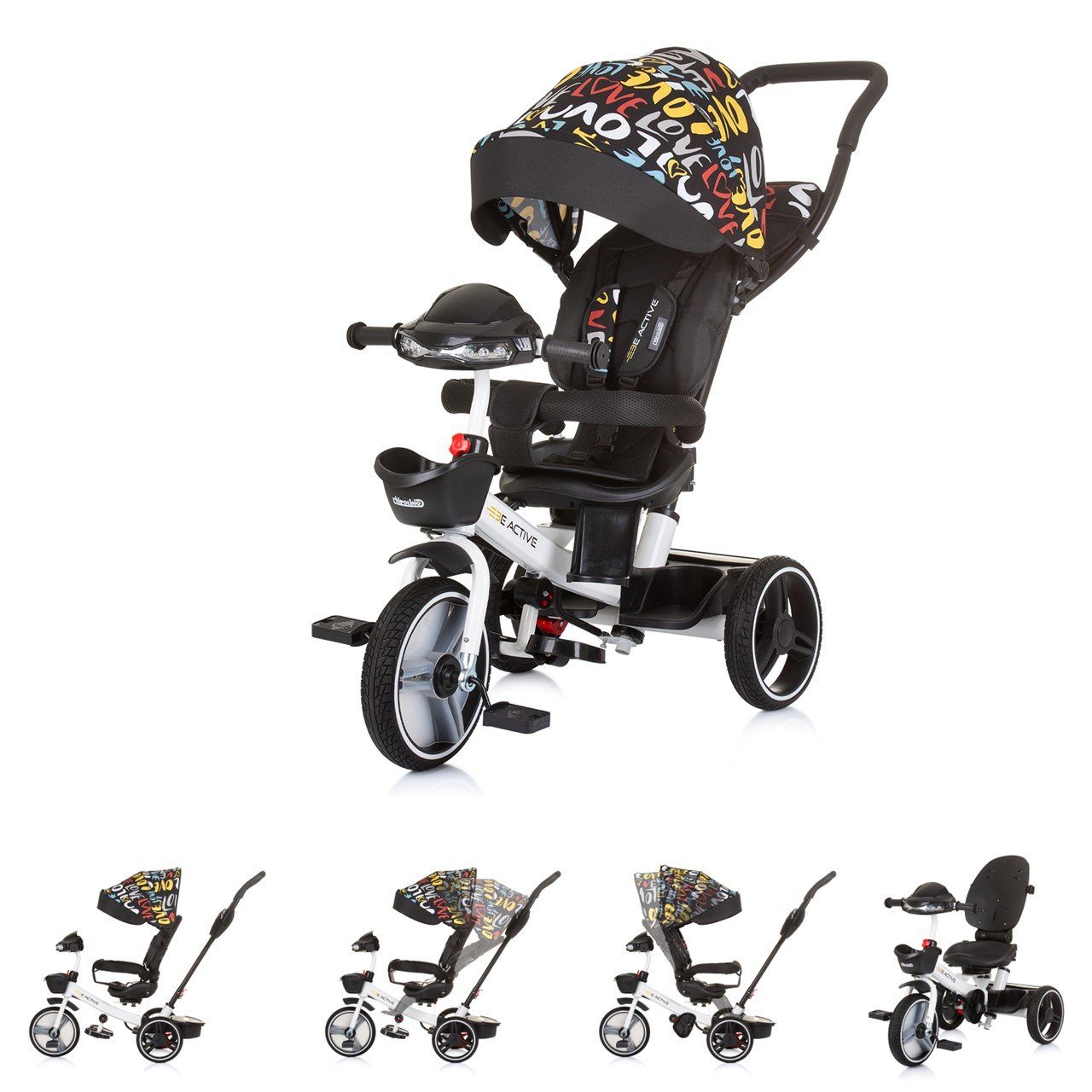 Chipolino Dreirad Tricycle Dreirad Be Active 2in1, Sitz drehbar Musik Licht drehbar