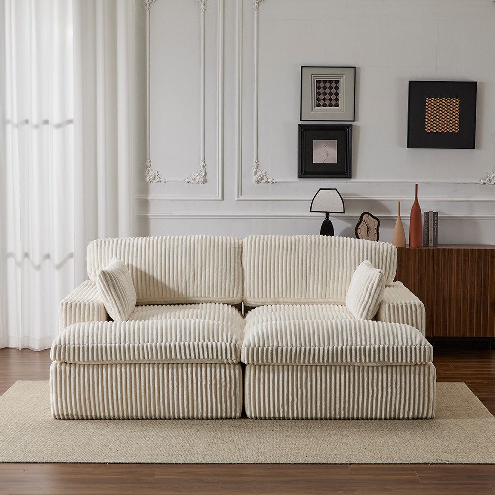 Vankel Schlafsofa Cordsofa 2-Sitzer mit Bettfunktion, modernes Schlafsofa für Wohnzimmer, Weicher Cordbezug, flexible Kombination & ideal für kleine Räume
