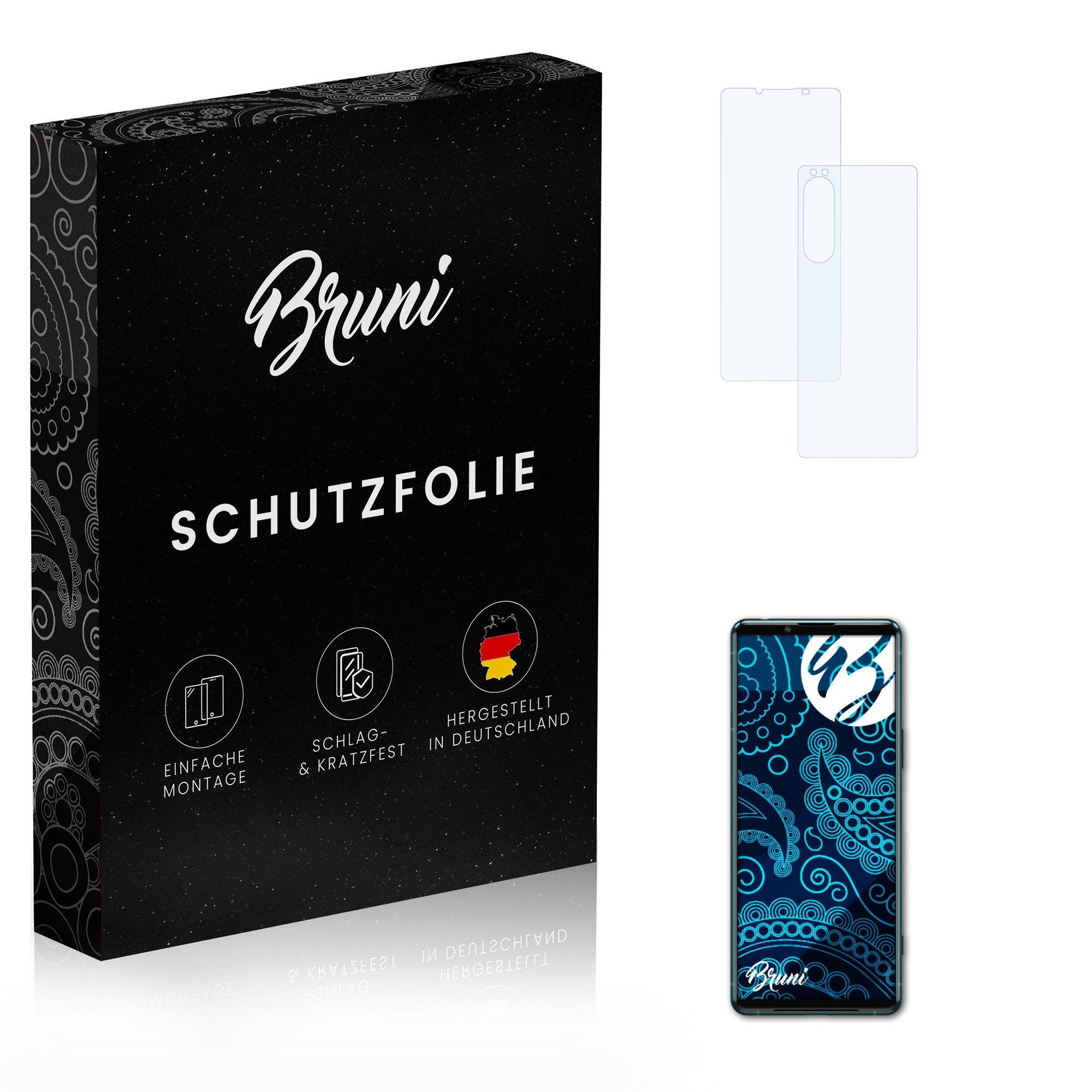 Bruni Schutzfolie Glasklare Displayschutzfolie für Sony Xperia 5 III, (2er Set), praktisch unsichtbar