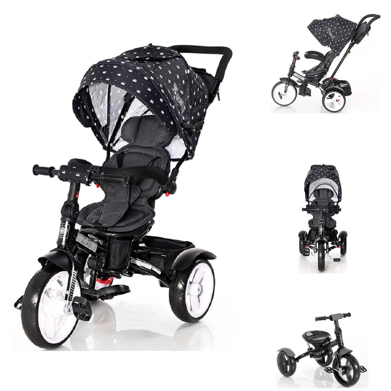 Lorelli Dreirad Tricycle Neo 4 in 1, EVA-Reifen, Schiebestange, Sitz drehbar, verstellbar