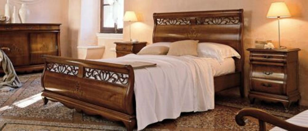 JVmoebel Holzbett, Bett Holz Doppelbett Schlafzimmermöbel Braun Italienische Möbel
