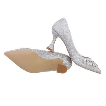 Ital-Design Damen Abendschuhe Party & Clubwear High-Heel-Pumps Pfennig-/Stilettoabsatz High Heel Pumps in Silber