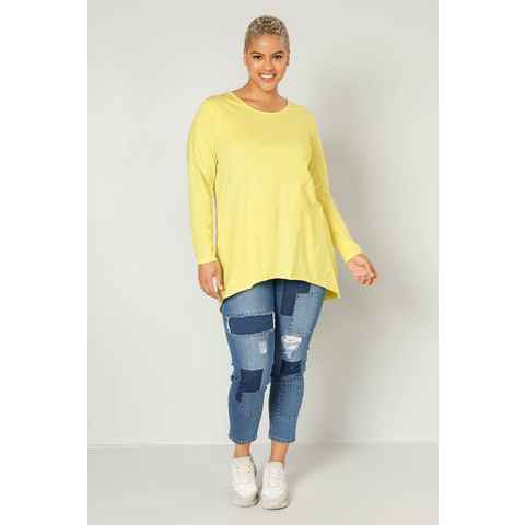 Angel of Style Rundhalsshirt Basic-Longshirt Rundhals Langarm gerundeter Saum