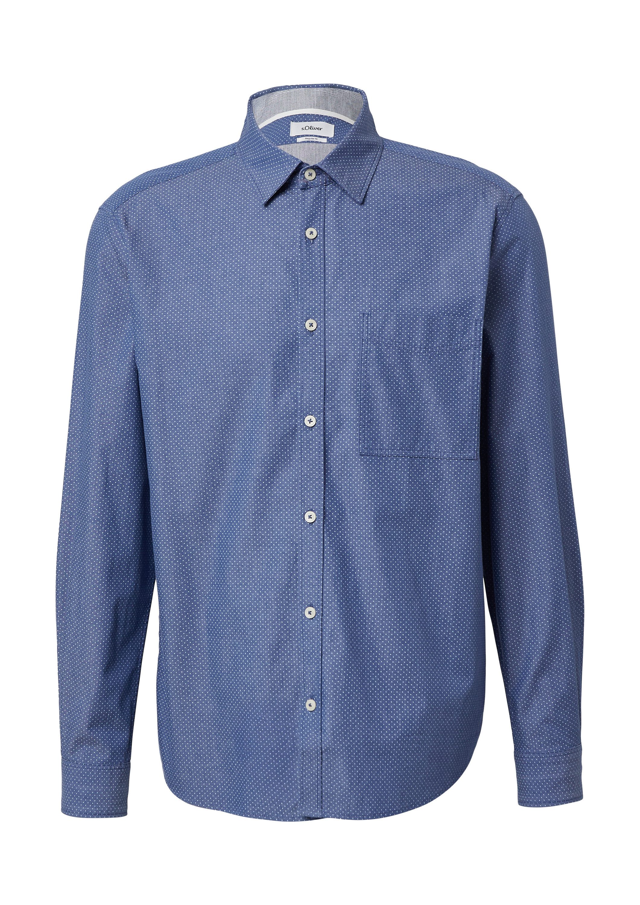 s.Oliver Langarmhemd Hemd Regular Fit: Gemustertes Langarmhemd mit Brusttas günstig online kaufen