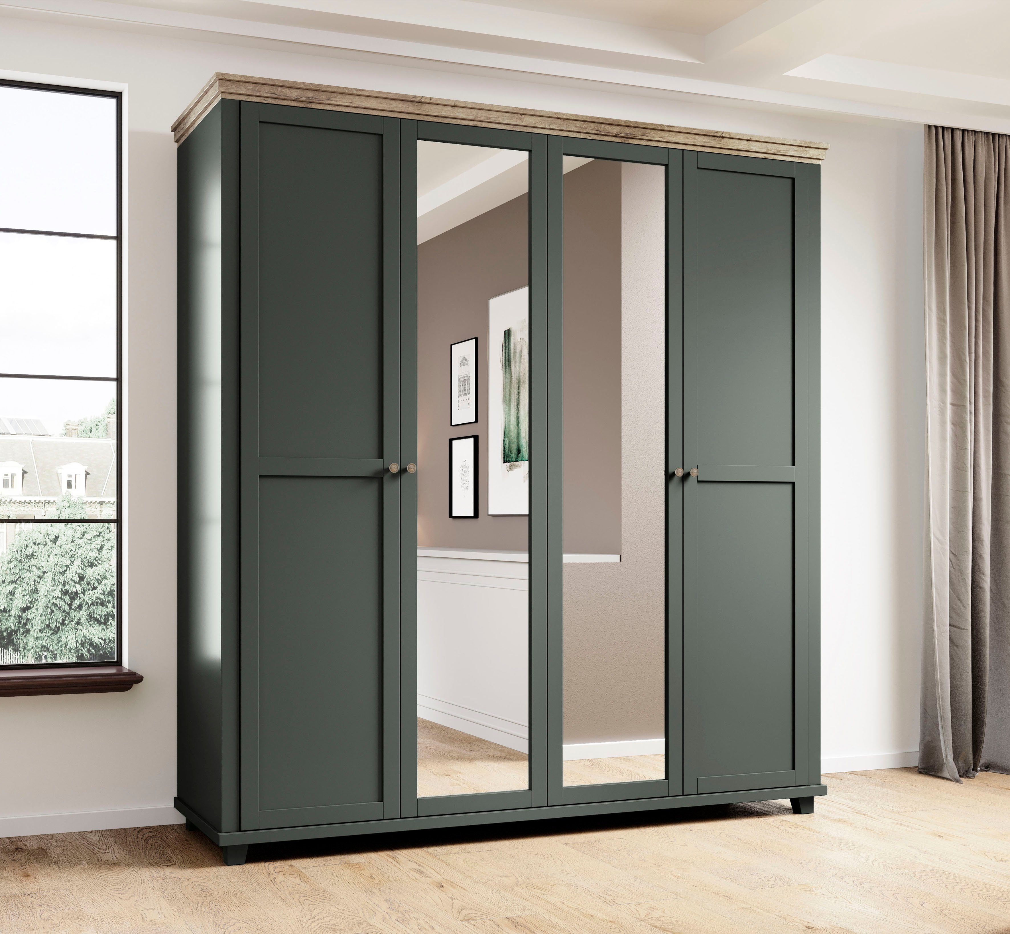 Home affaire Kleiderschrank Evora, Landhausschrank in 3 verschieden Größen, Türen mit Soft- Close Kleiderschrank mit Spiegel, aus FSC®-zertifiziertem Holzwerkstoff
