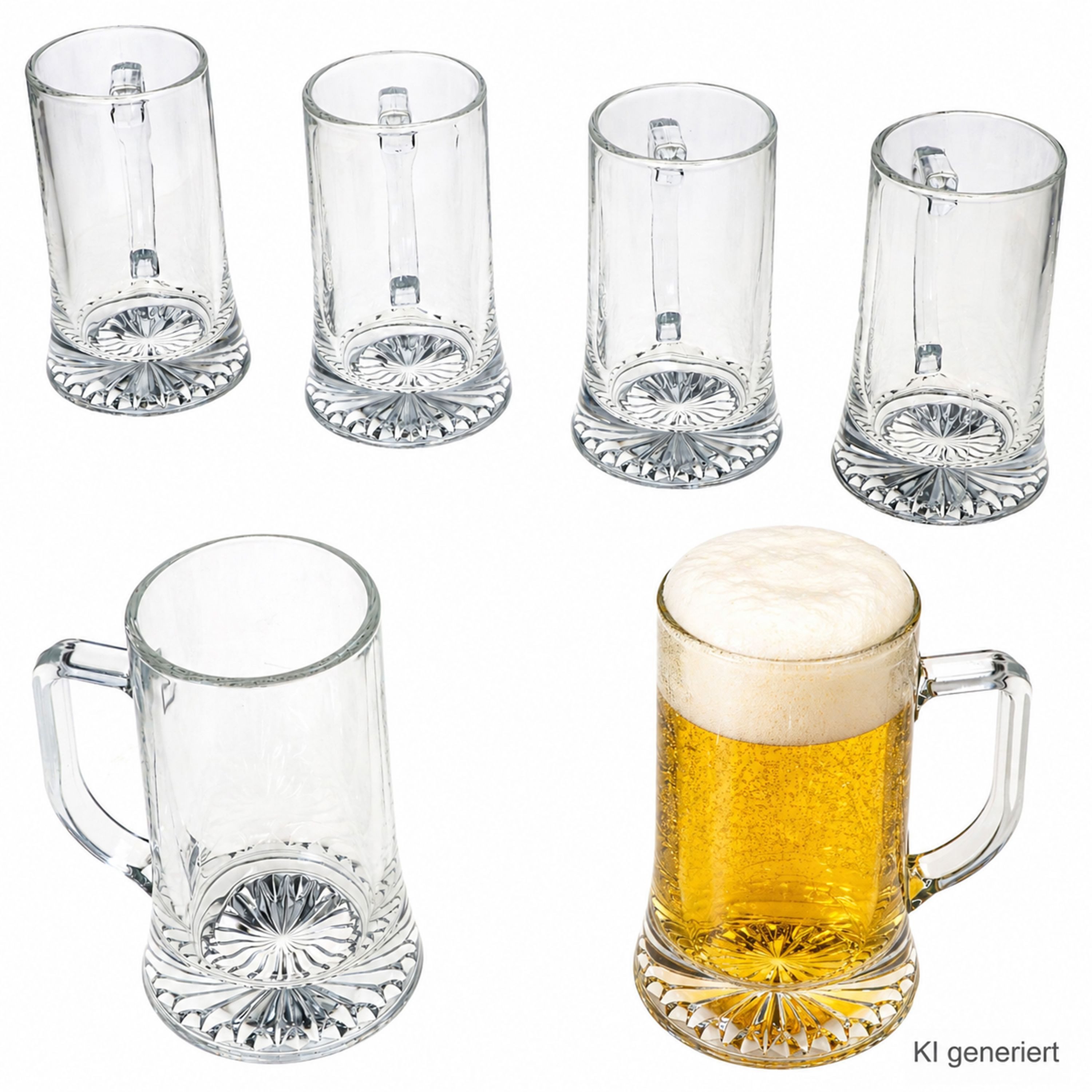 MamboCat Bierglas 6x Akki Bierkrug 0,4L mit Sternboden & Henkel Bierseidel 400ml Glas, Glas