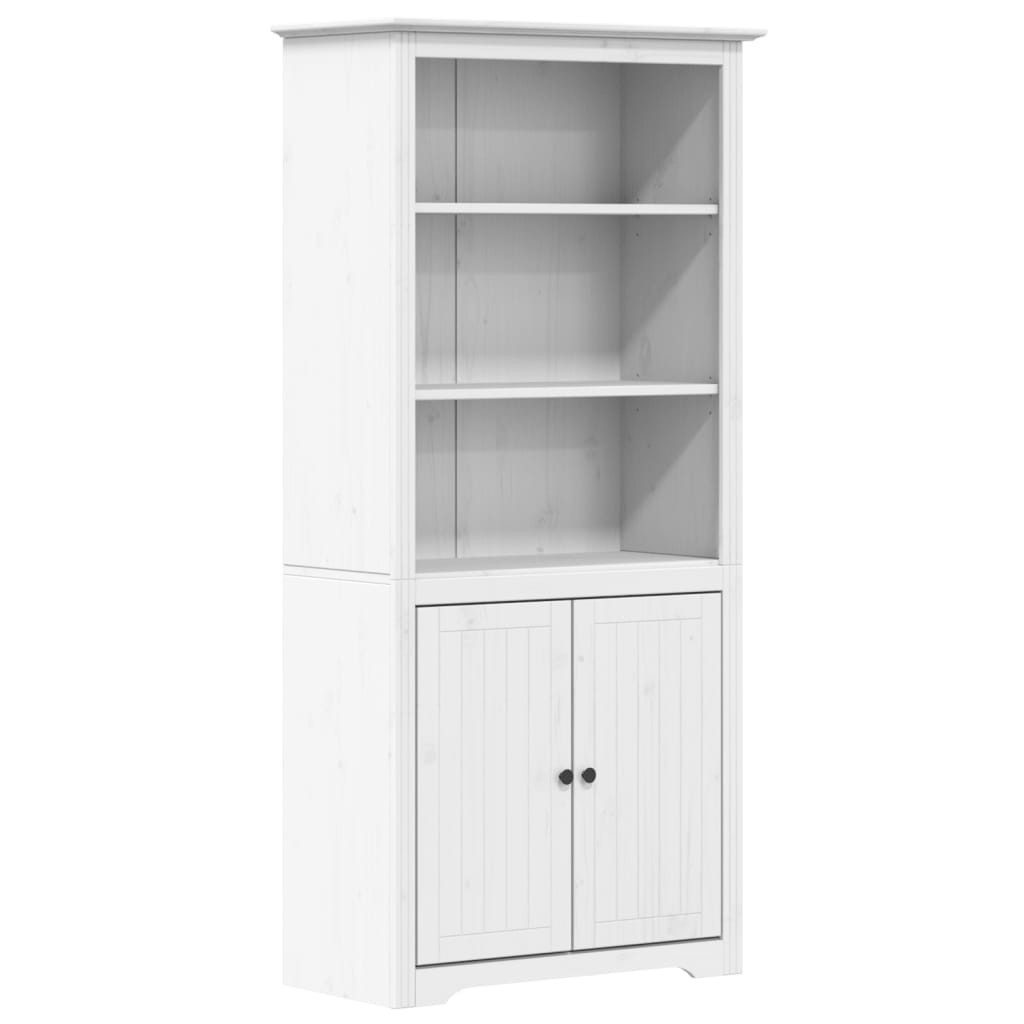 furnicato Bücherregal Klassisches BODO 82x40x173 cm Weiß aus massivem, 1-tlg., Regalwand im französischen Stil mit Türen und Metallgriffen