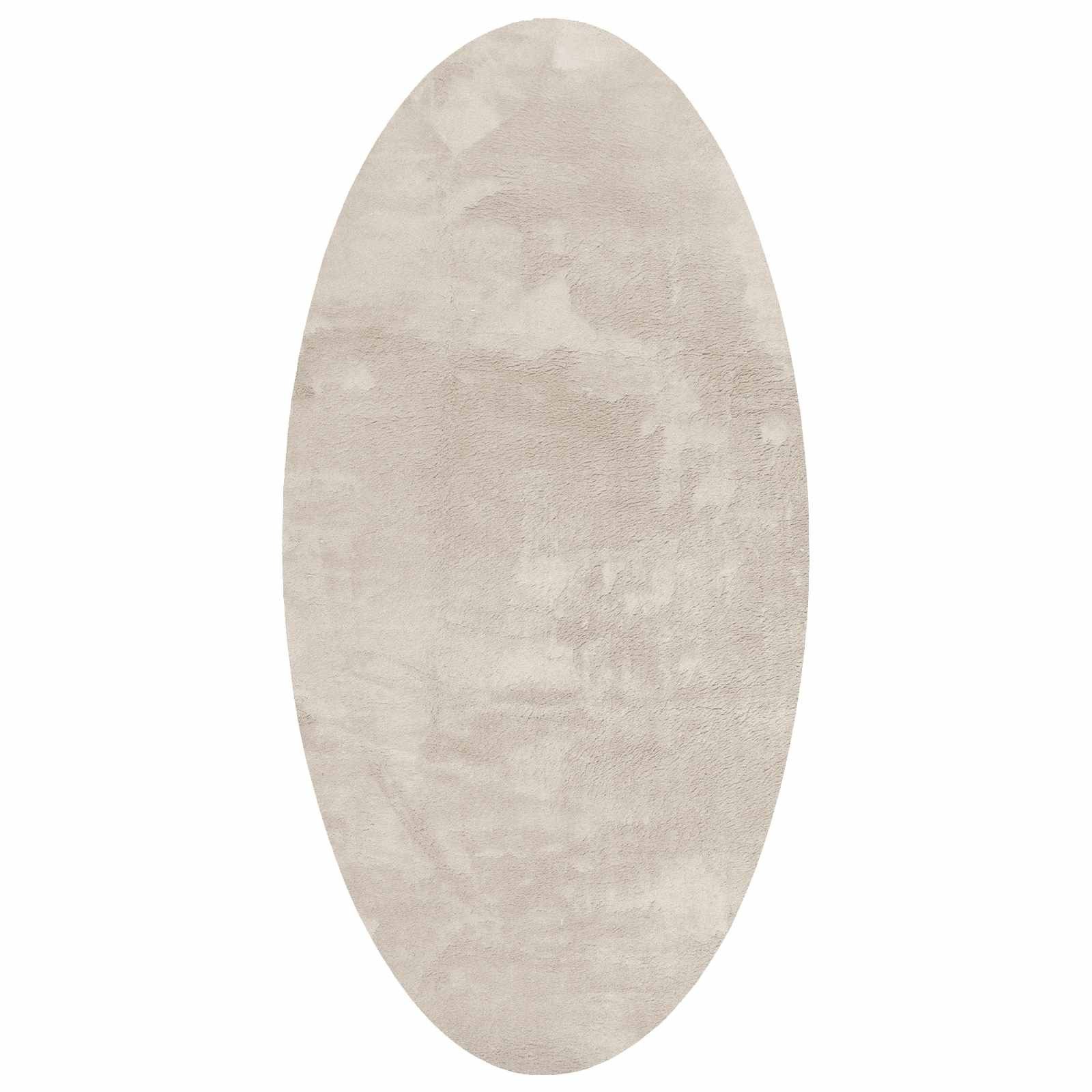 vidaXL Teppich Bereichsteppiche Oval HUARTE Beige 80 x 150 cm 100 %Polyester, Oval