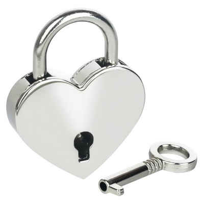 HMF Vorhängeschloss »Herz«, Mini Deko Schloss mit Schlüssel in Herzform, Silber