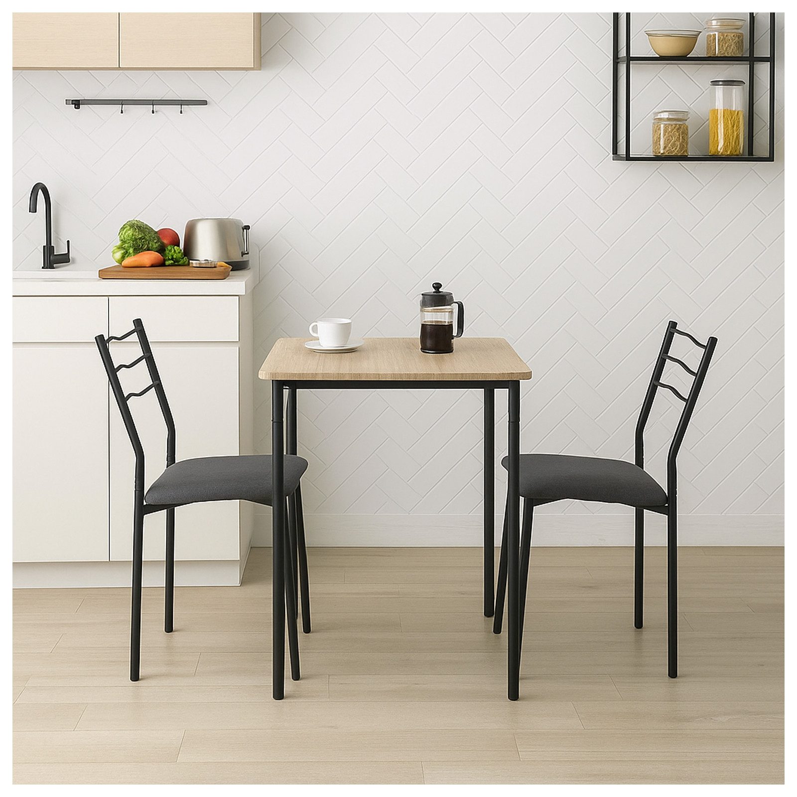 HTI-Living Essgruppe Essgruppe Thora 3-teilig Tischplatte San Remo, (Set, 3-tlg., 1 Tisch, 2 Stühle)