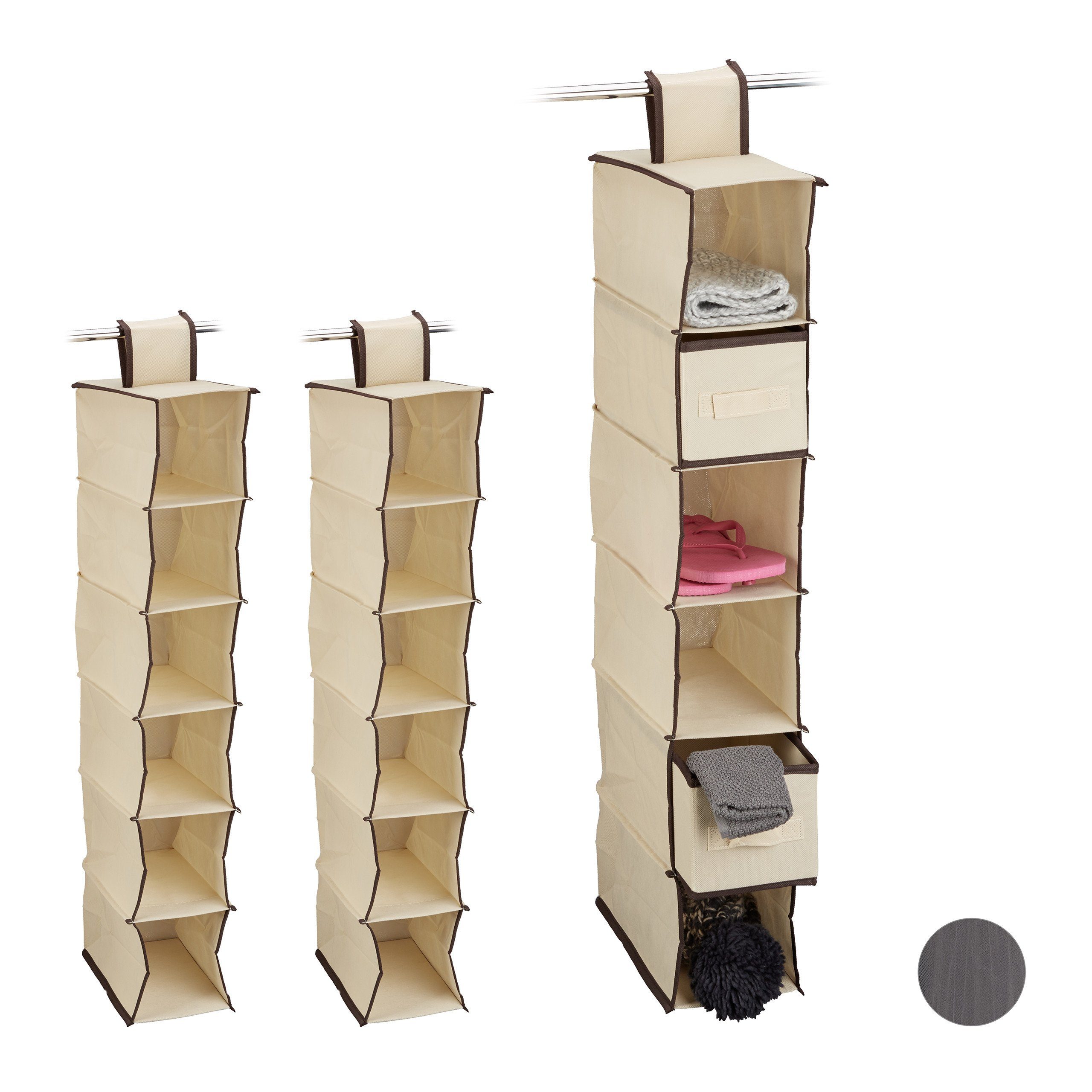 relaxdays Hängeregal 3 x Hängeregal Kleiderschrank beige